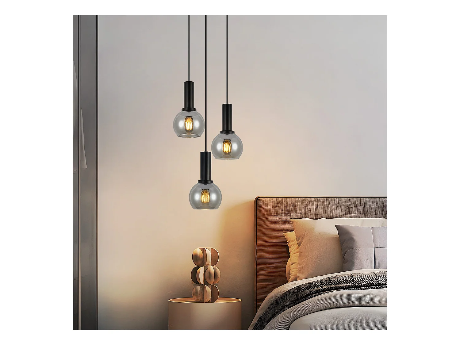 Lampe suspendue NETTLIFE pour table à manger, suspension en verre à 3 flammes vintage suspendue E27