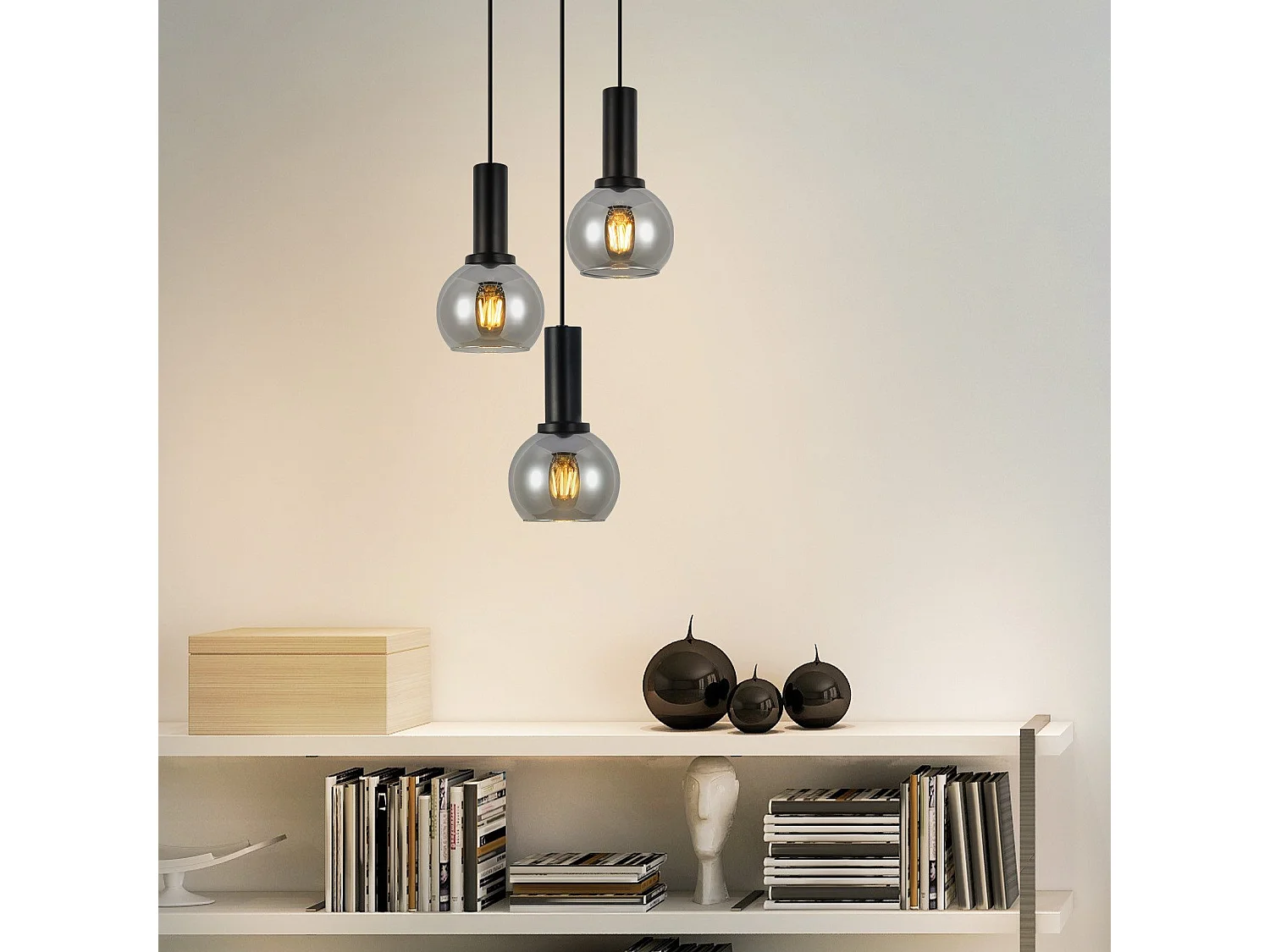 Lampe suspendue NETTLIFE pour table à manger, suspension en verre à 3 flammes vintage suspendue E27