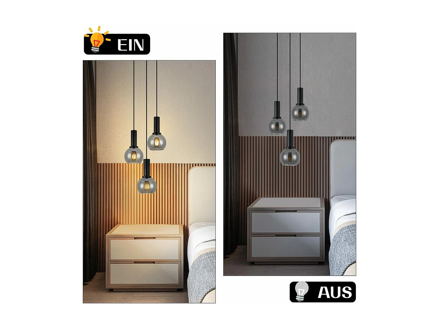 Lampe suspendue NETTLIFE pour table à manger, suspension en verre à 3 flammes vintage suspendue E27