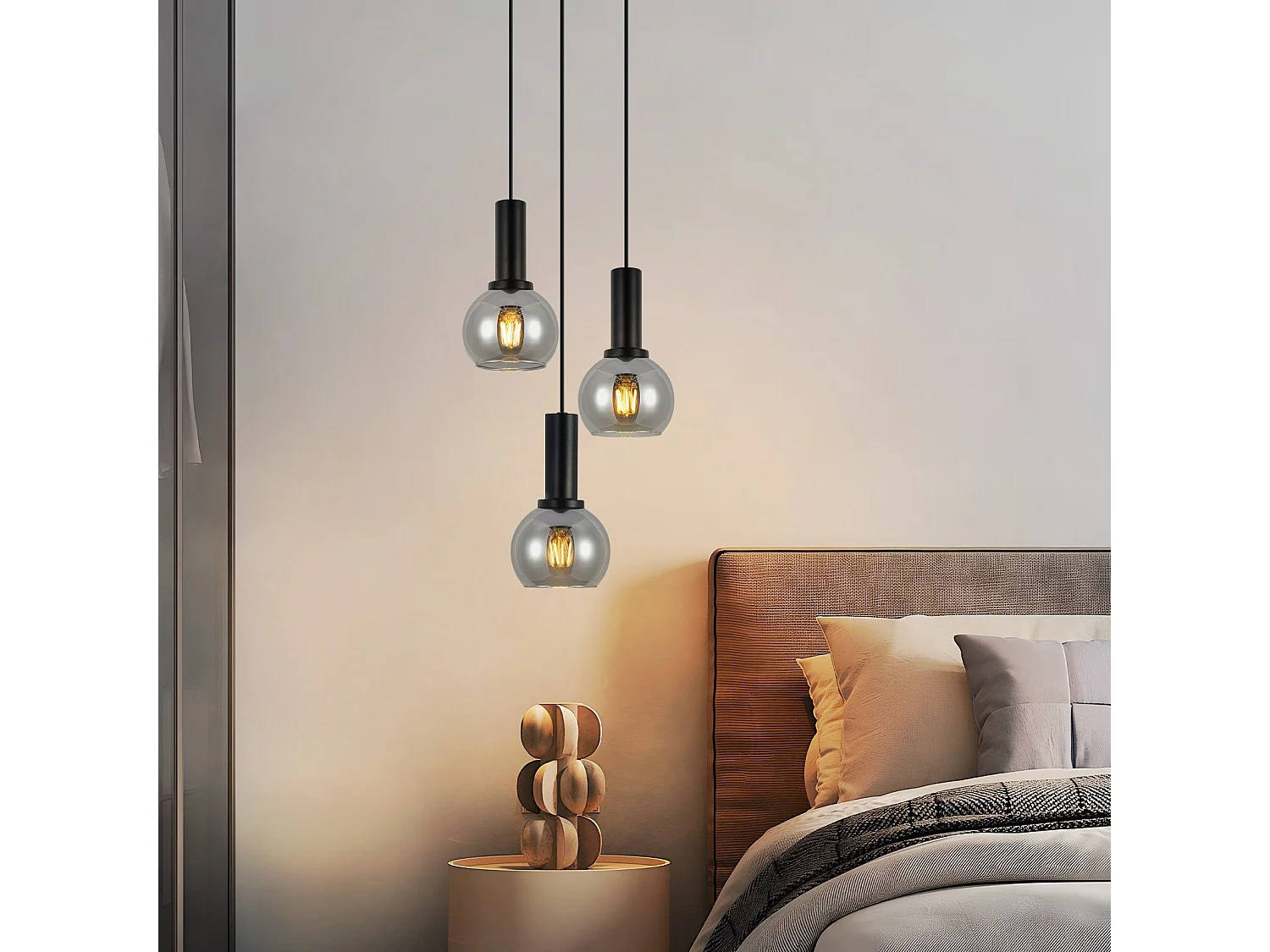 Lampe suspendue NETTLIFE pour table à manger, suspension en verre à 3 flammes vintage suspendue E27