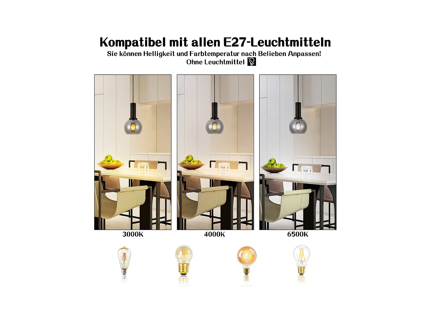 Lampe suspendue NETTLIFE vintage pour table à manger - Lampe suspendue 1 flamme en verre noir industrielle E27