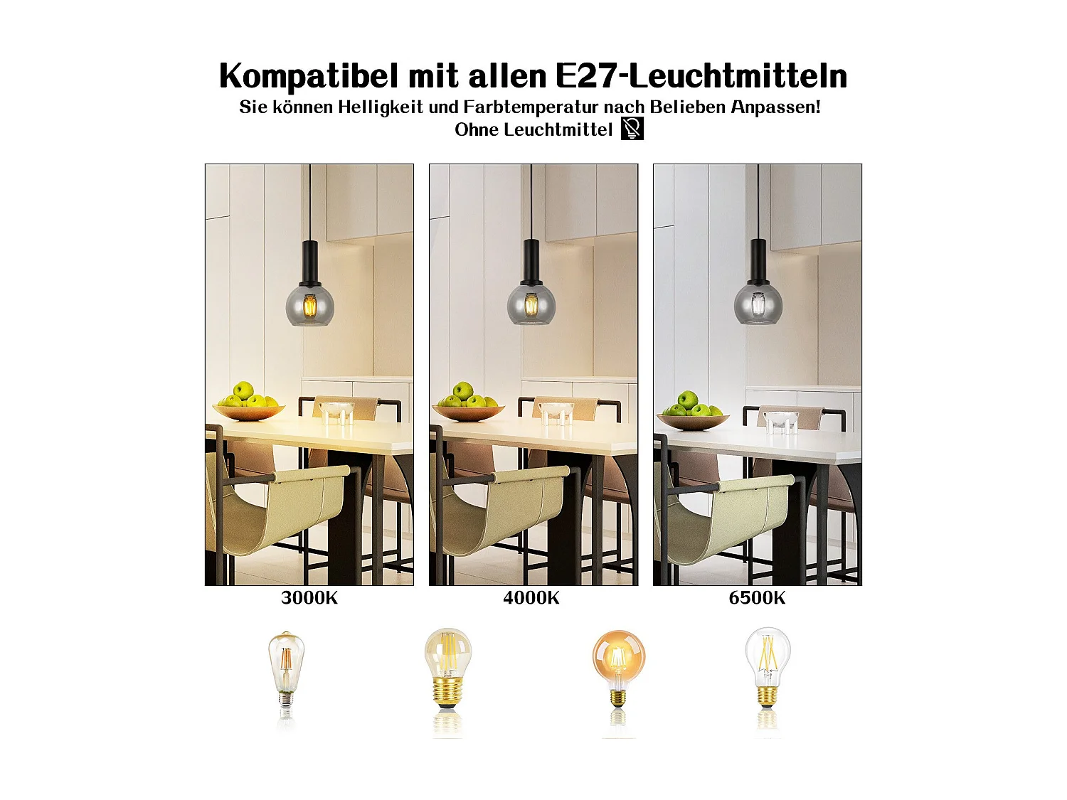 Lampe suspendue NETTLIFE vintage pour table à manger - Lampe suspendue 1 flamme en verre noir industrielle E27