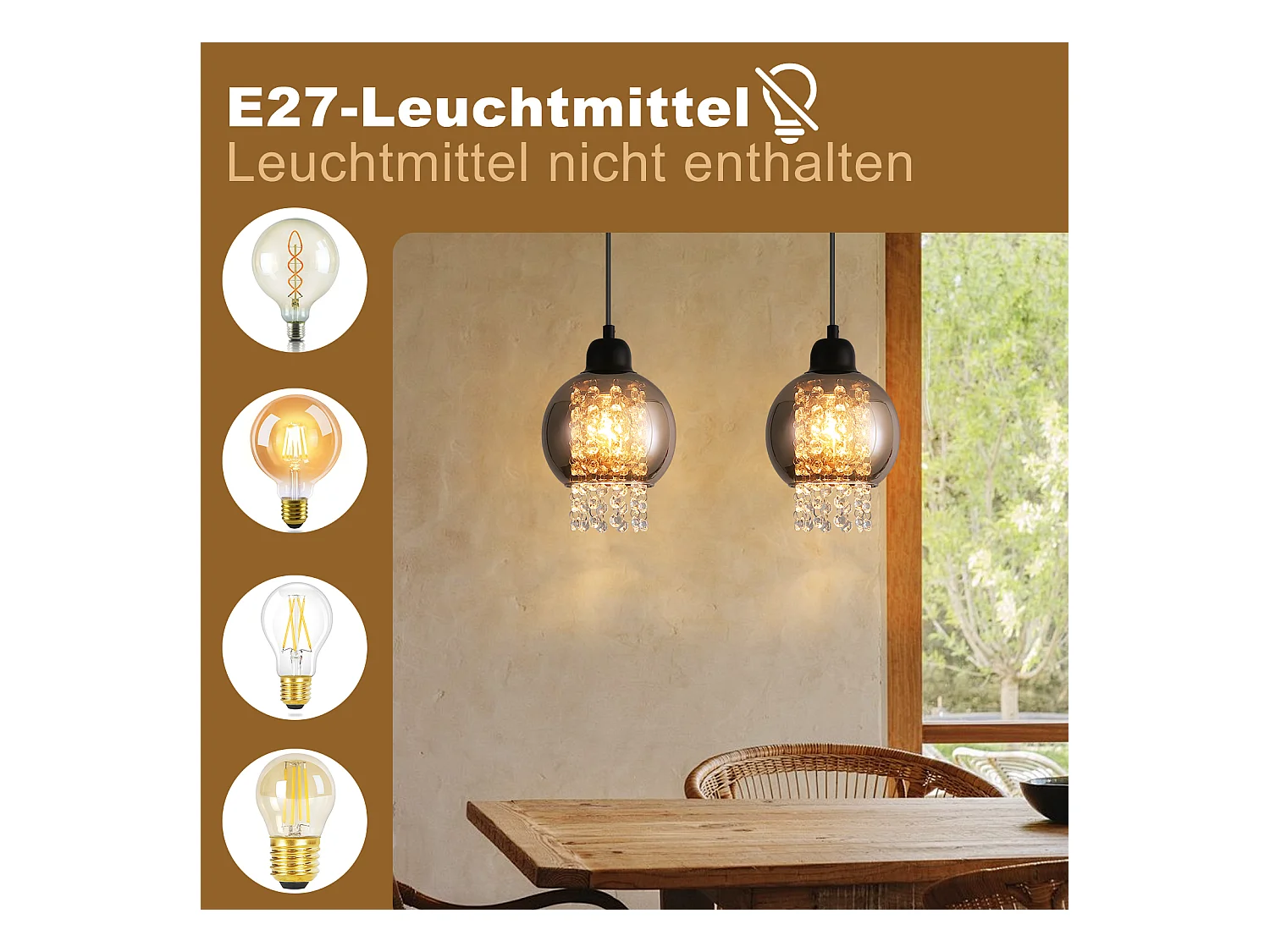 NETTLIFE Lampe Suspendue Pour Table à Manger En Cristal Noir E27 Lampe Suspendue Moderne Pour Salon