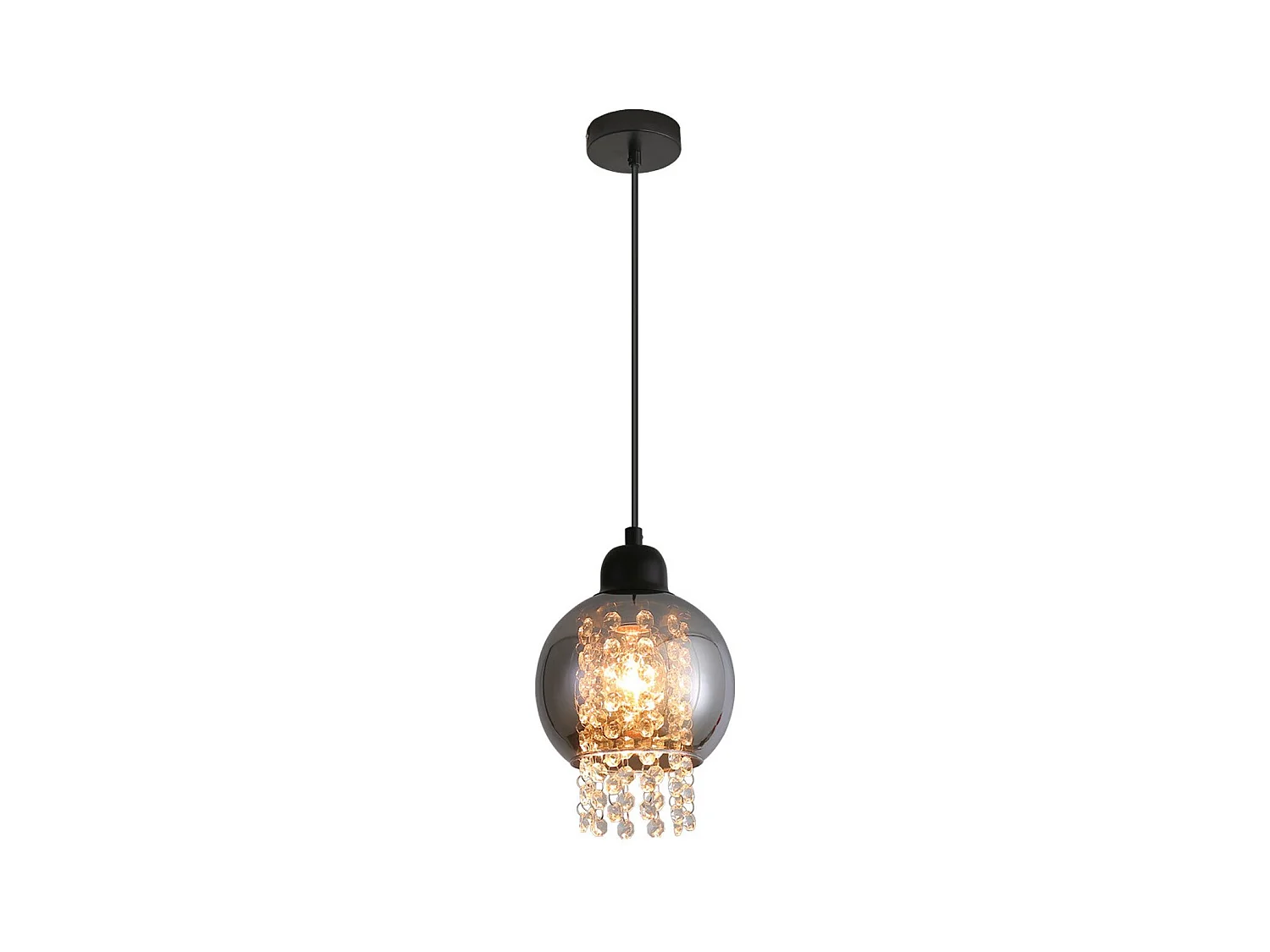 NETTLIFE Lampe Suspendue Pour Table à Manger En Cristal Noir E27 Lampe Suspendue Moderne Pour Salon