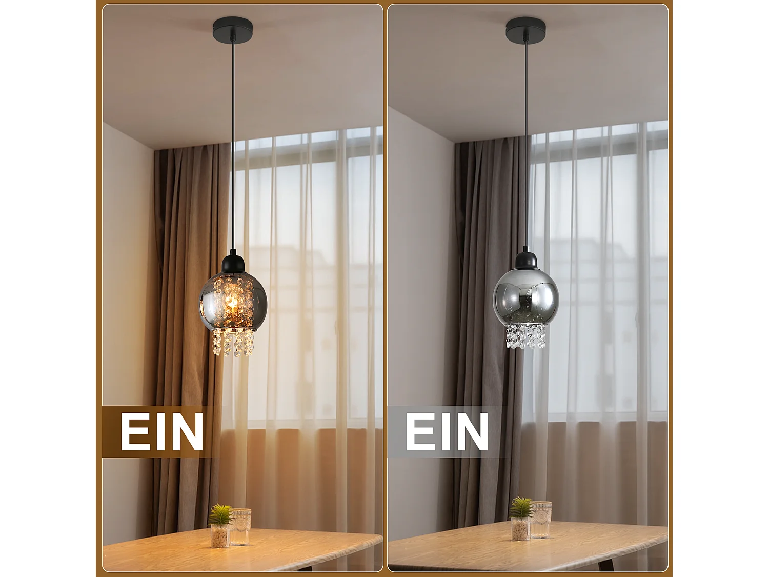 NETTLIFE Lampe Suspendue Pour Table à Manger En Cristal Noir E27 Lampe Suspendue Moderne Pour Salon