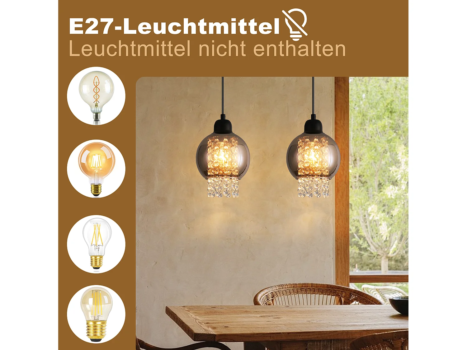 NETTLIFE Lampe Suspendue Pour Table à Manger En Cristal Noir E27 Lampe Suspendue Moderne Pour Salon