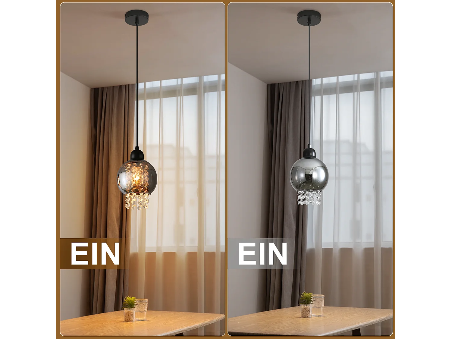 NETTLIFE Lampe Suspendue Pour Table à Manger En Cristal Noir E27 Lampe Suspendue Moderne Pour Salon