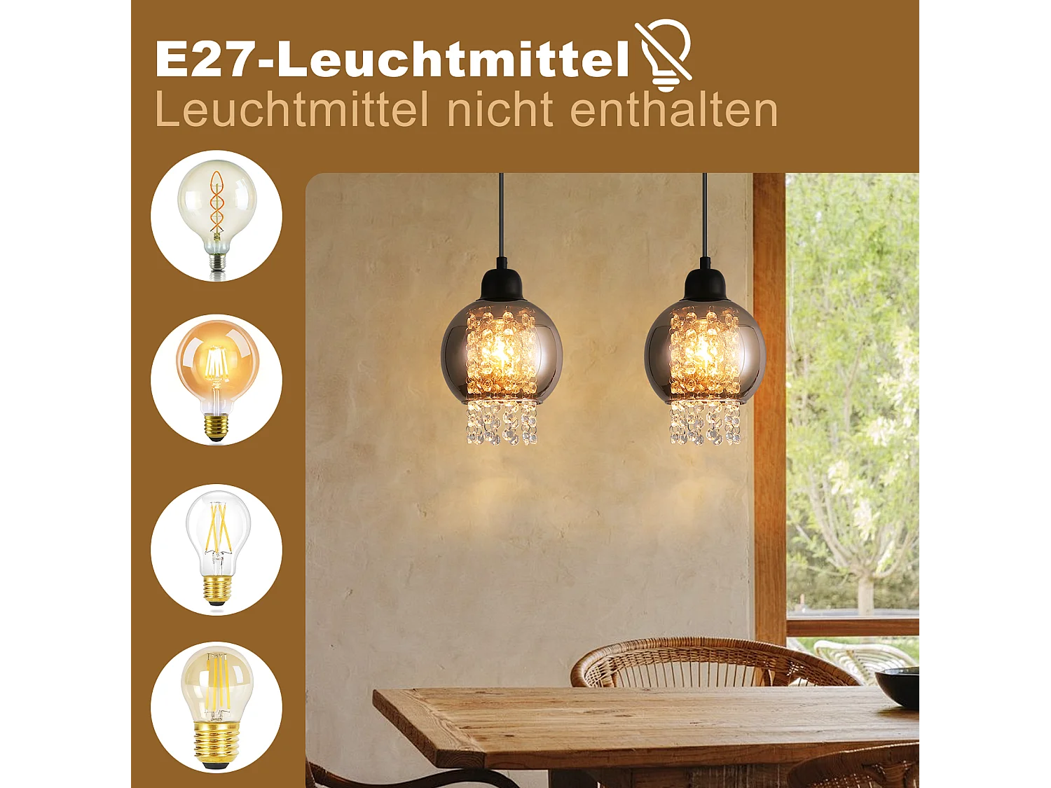 NETTLIFE Lampe Suspendue Pour Table à Manger En Cristal Noir E27 Lampe Suspendue Moderne Pour Salon