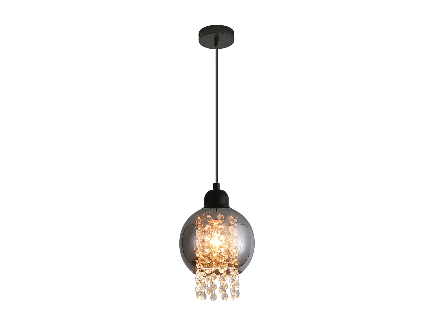 NETTLIFE Lampe Suspendue Pour Table à Manger En Cristal Noir E27 Lampe Suspendue Moderne Pour Salon