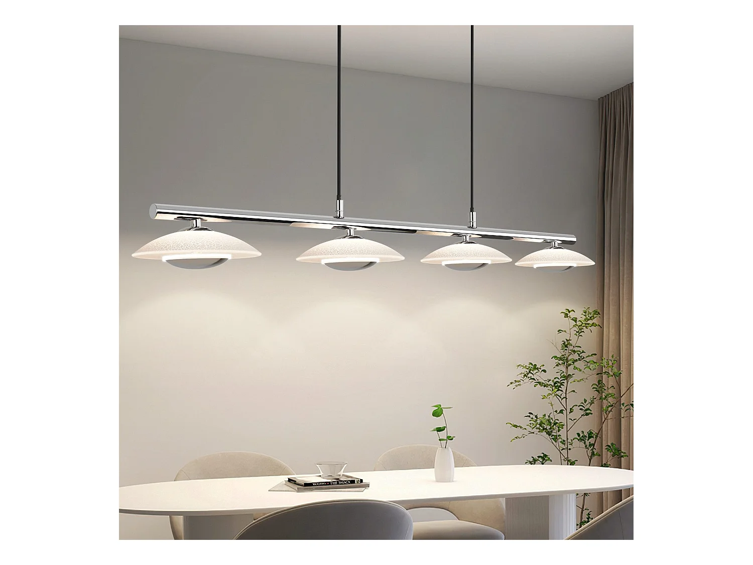 NETTLIFE suspension LED lampe suspendue table à manger design moderne salle à manger lampe suspendue salon 4 flammes 3000K