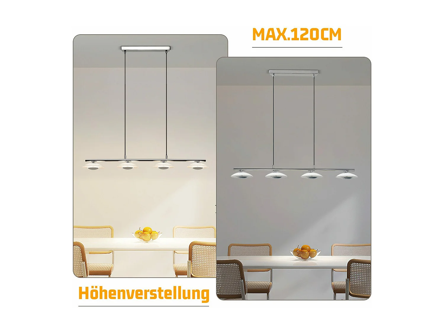 NETTLIFE lampa wisząca LED stół jadalny nowoczesny design lampa wisząca do jadalni salon 4 płomienie 3000K