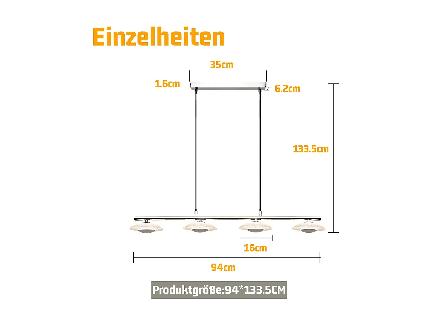 NETTLIFE LED Hanglamp - chroomglas - 24W eetkamerlamp - moderne hanglamp - 4 lichts - 3000K warm wit - metaal - voor woonkamer | slaapkamer | keuken
