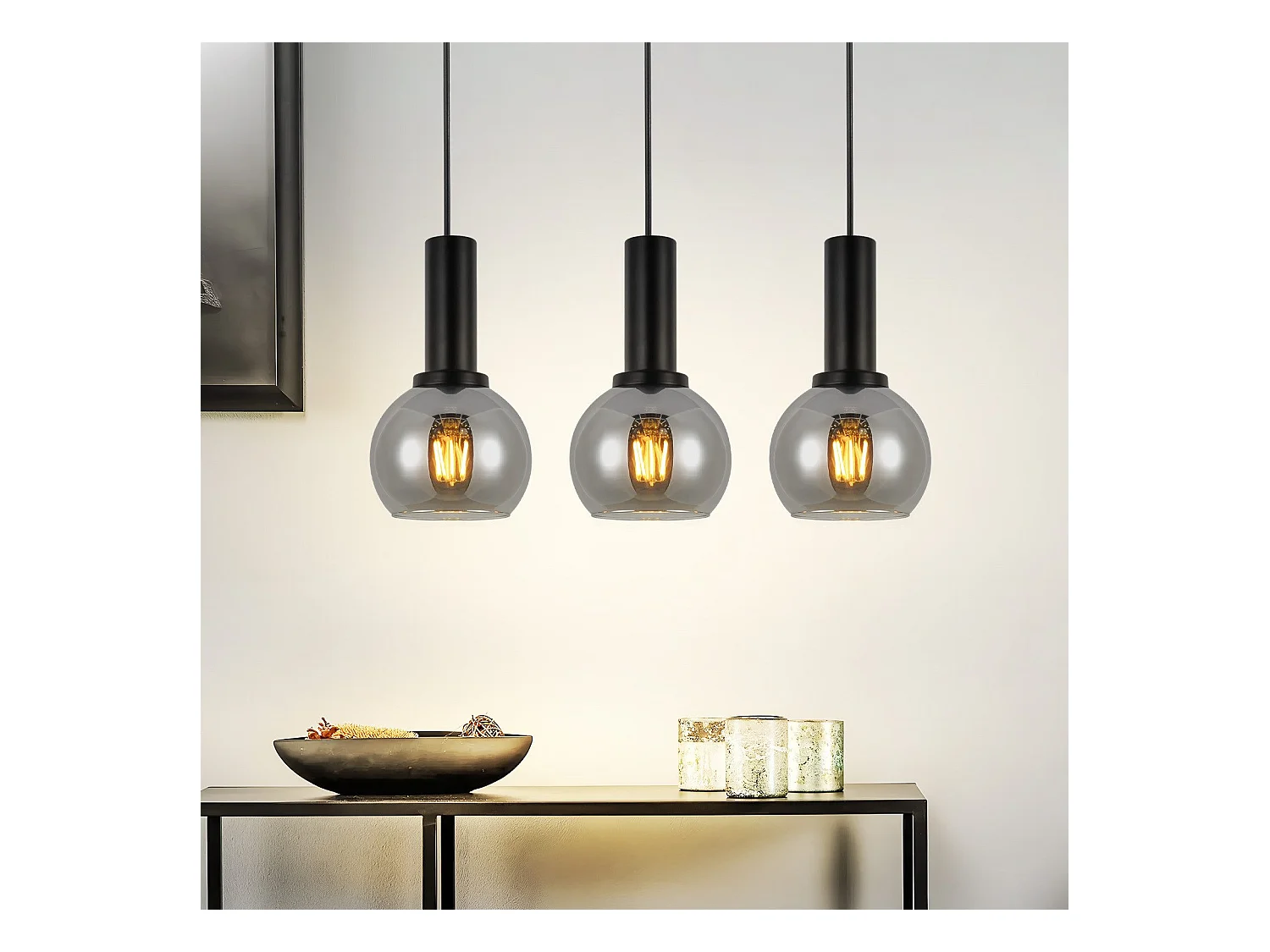 Suspension NETTLIFE vintage 3 flammes lampe suspendue verre E27 à manger lampe réglable en hauteur industrielle