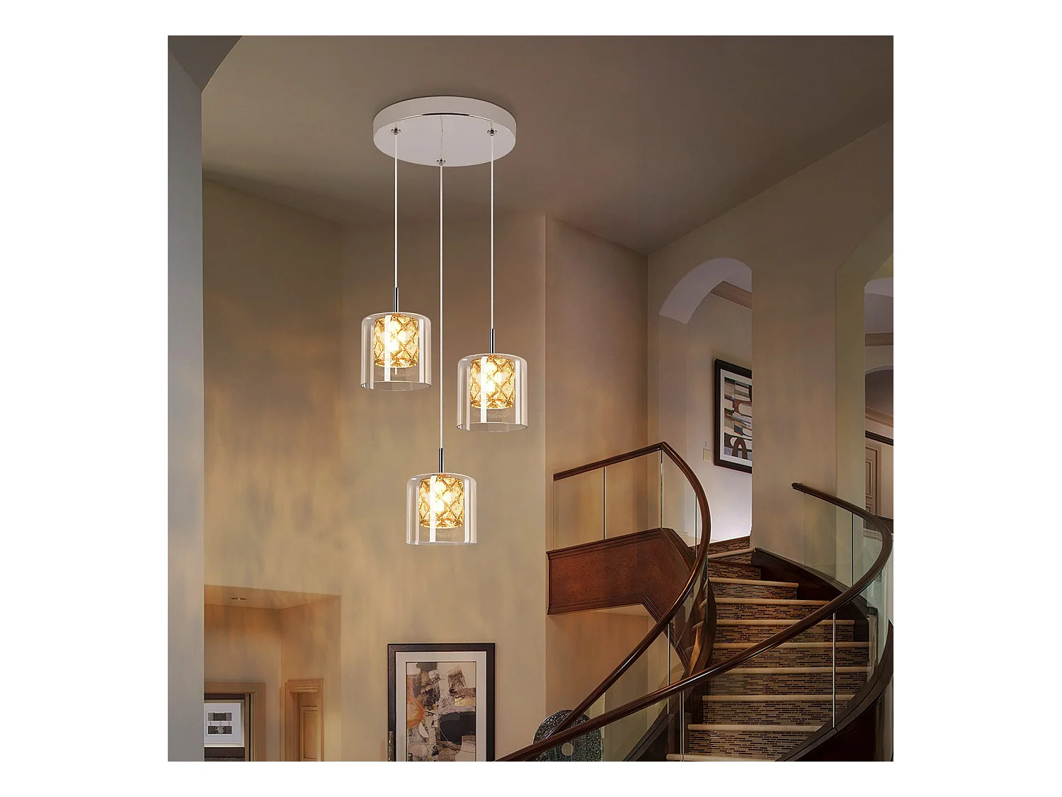 NETTLIFE Lampe Suspendue Pour Salle à Manger En Verre G9 Cristal Moderne à Hauteur Réglable