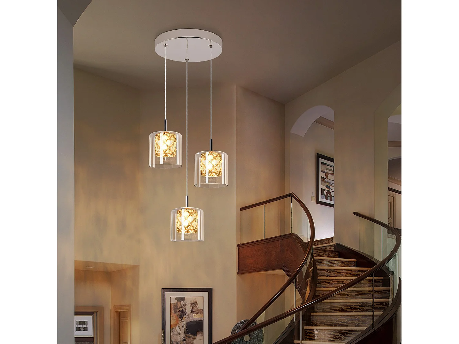 NETTLIFE Lampe Suspendue Pour Salle à Manger En Verre G9 Cristal Moderne à Hauteur Réglable