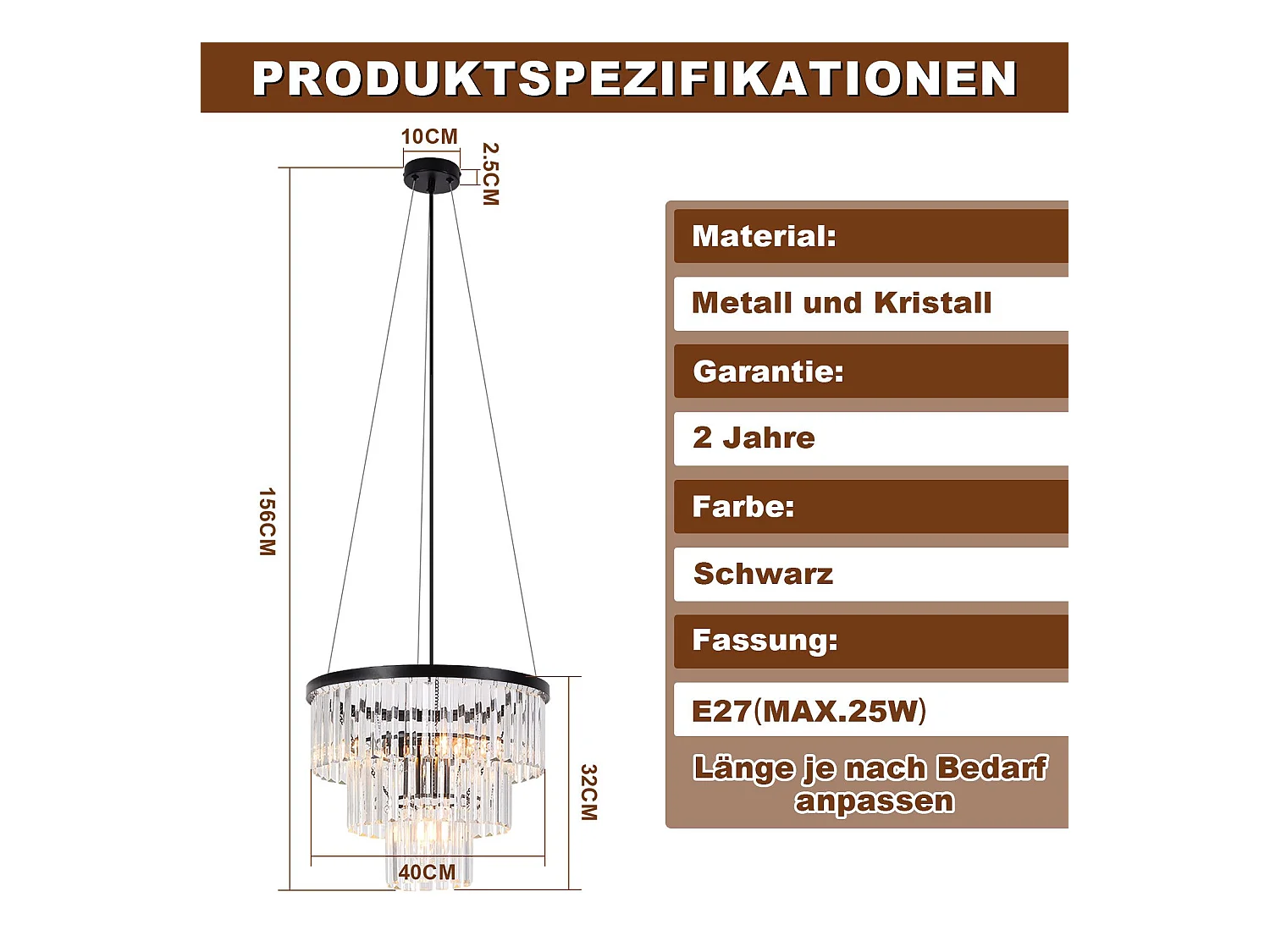 NETTLIFE Suspension Table à manger Lampe de salle à manger Suspendue Lampe suspendue E27 Lampe de salon Chambre Noir