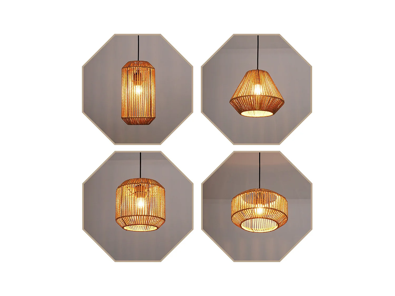 NETTLIFE Vintage Esstisch Pendelleuchte 1 flammig Hanfseil Laterne Design E27 Esszimmerlampe