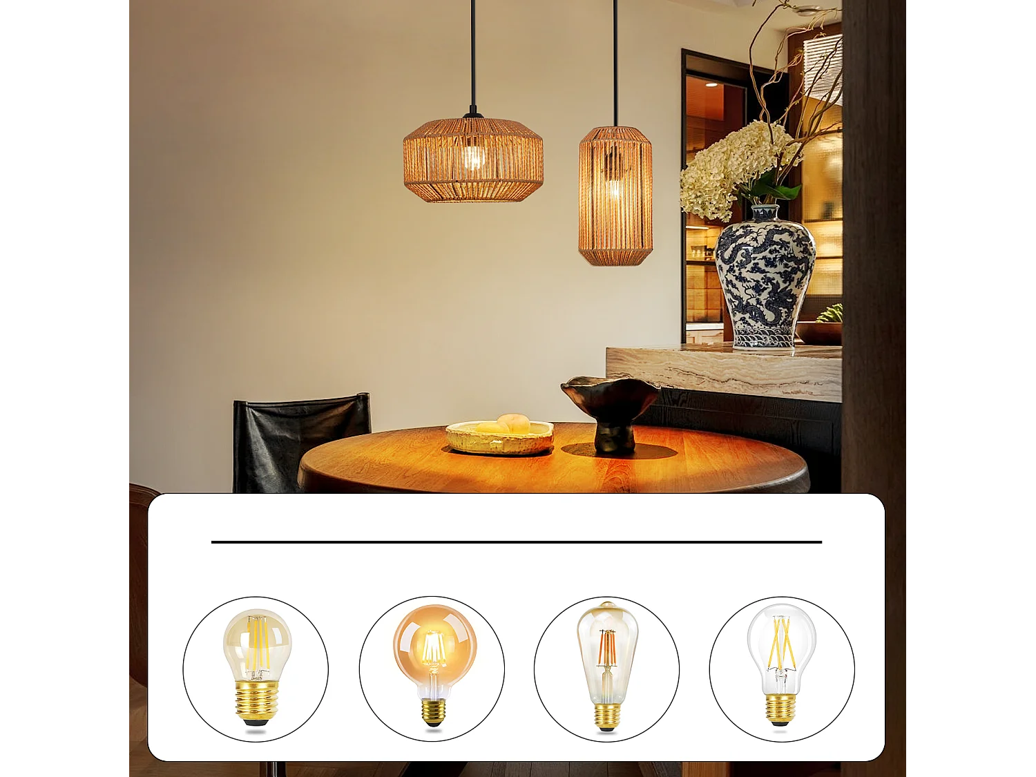 NETTLIFE Vintage Esstisch Pendelleuchte 1 flammig Hanfseil Laterne Design E27 Esszimmerlampe