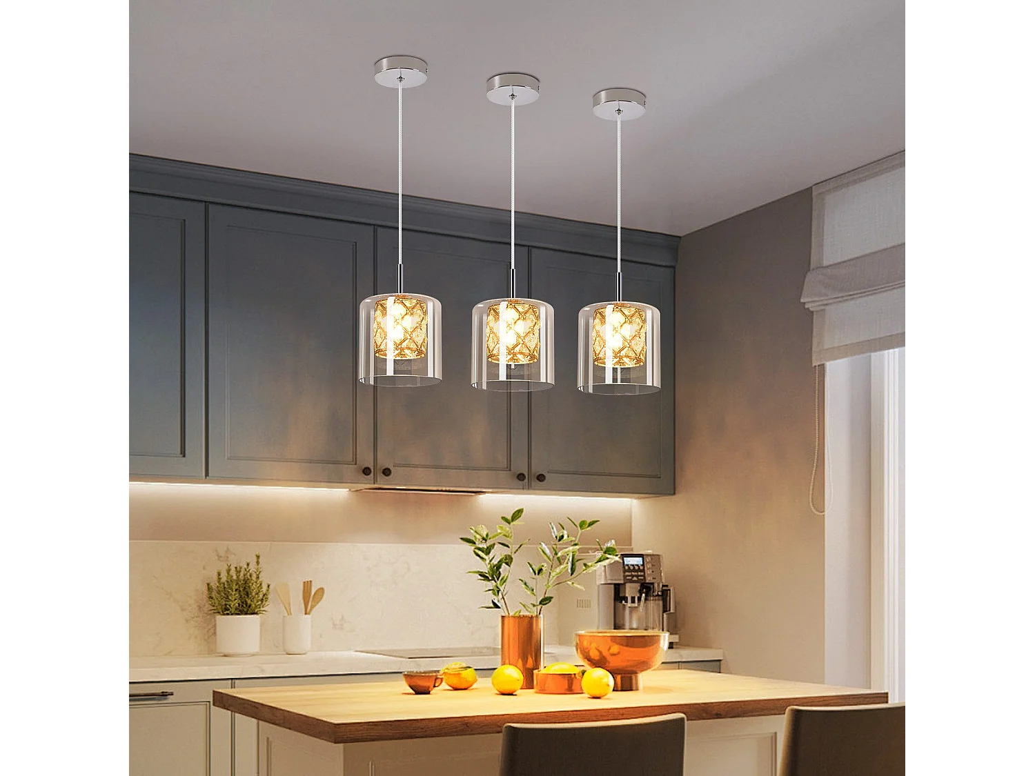 NETTLIFE Moderne kristallen G9 glazen hanglamp voor de eetkamer, in hoogte verstelbaar