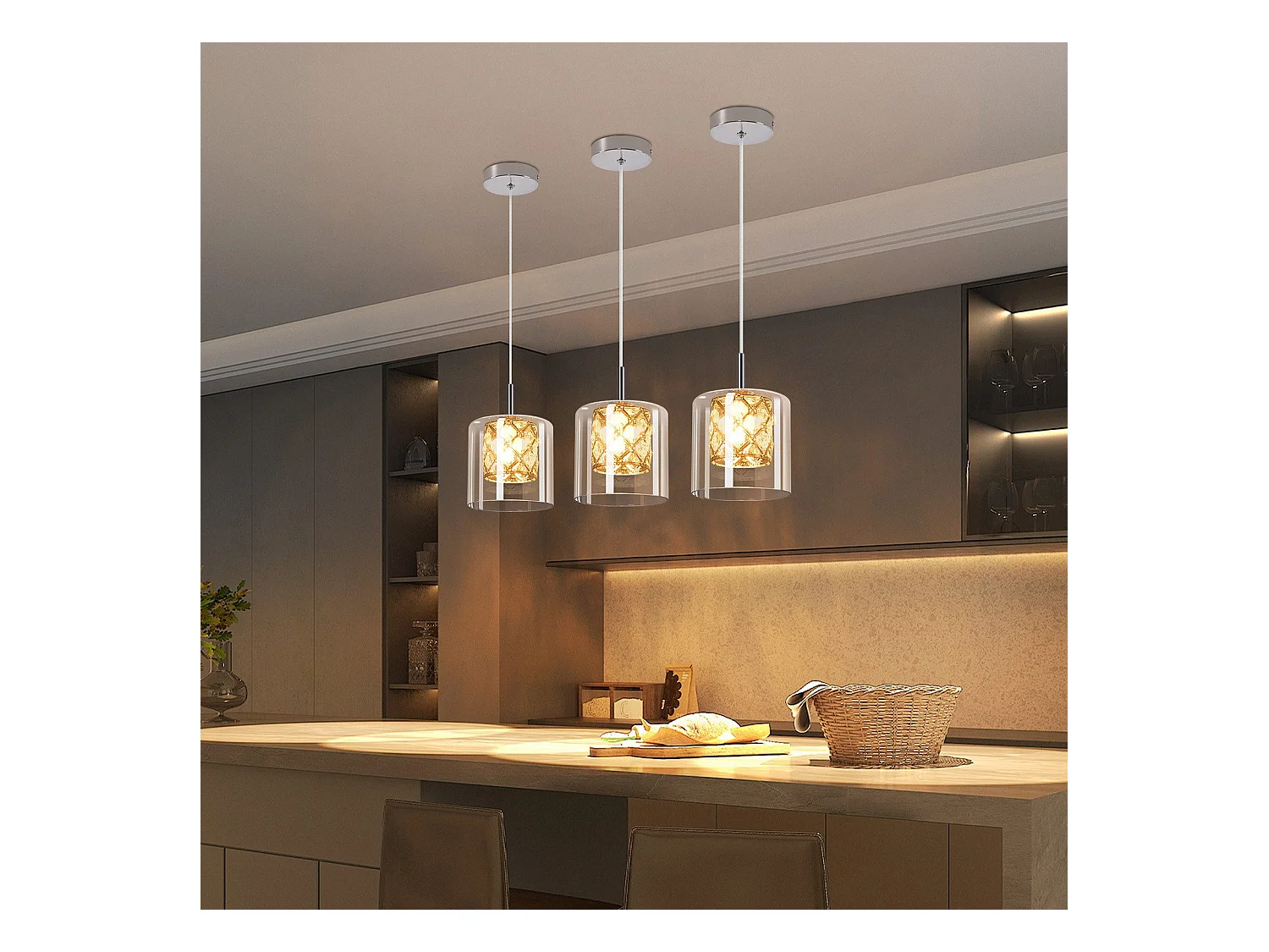 NETTLIFE Lampe Suspendue Pour Salle à Manger En Verre G9 Cristal Moderne à Hauteur Réglable