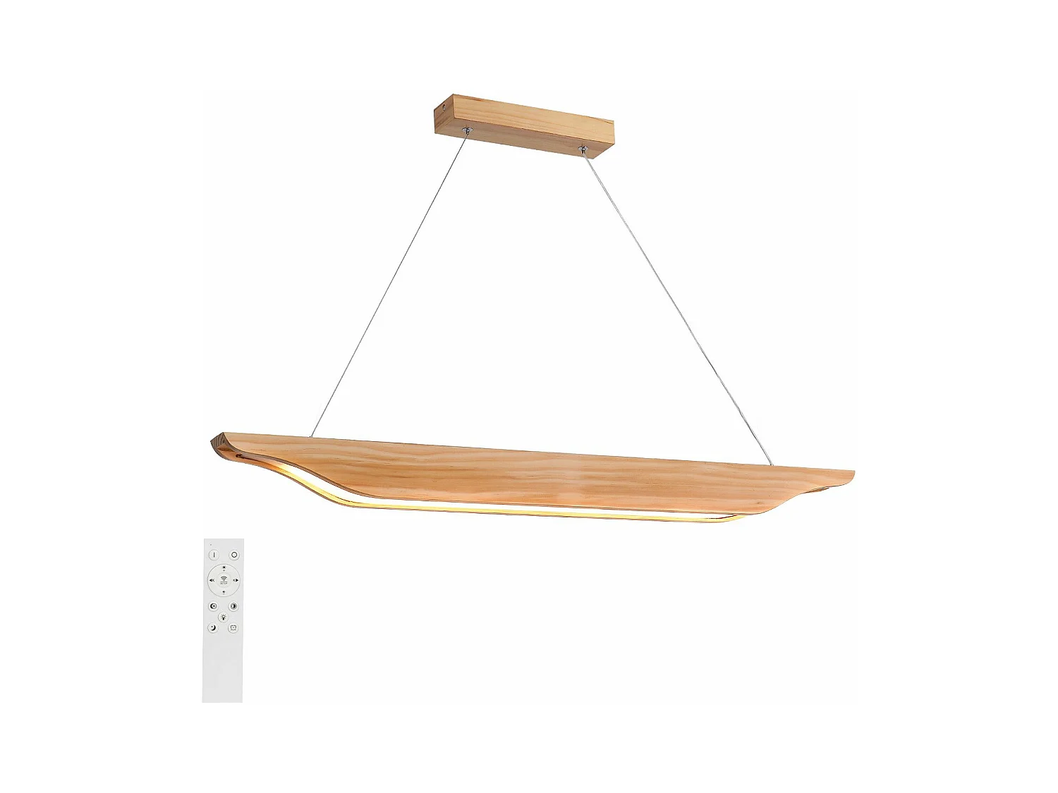 Suspension LED NETTLIFE en bois - Lampe de table à manger au design moderne 90 cm Intensité variable Avec télécommande
