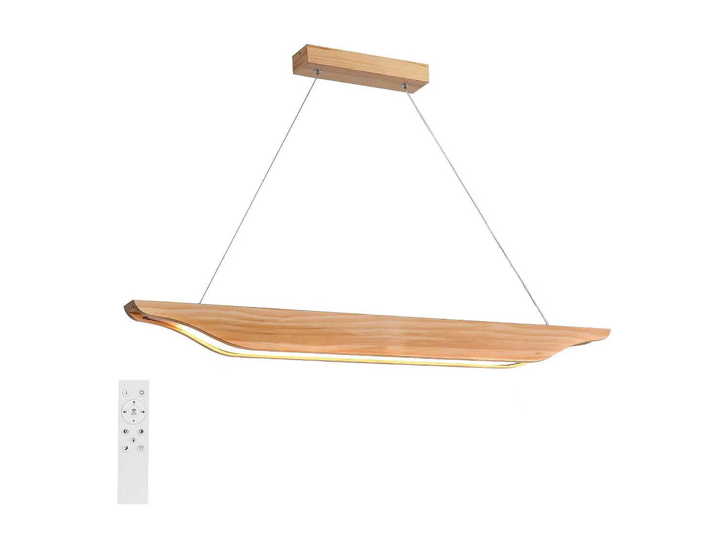 Suspension LED NETTLIFE en bois - Lampe de table à manger au design moderne 90 cm Intensité variable Avec télécommande