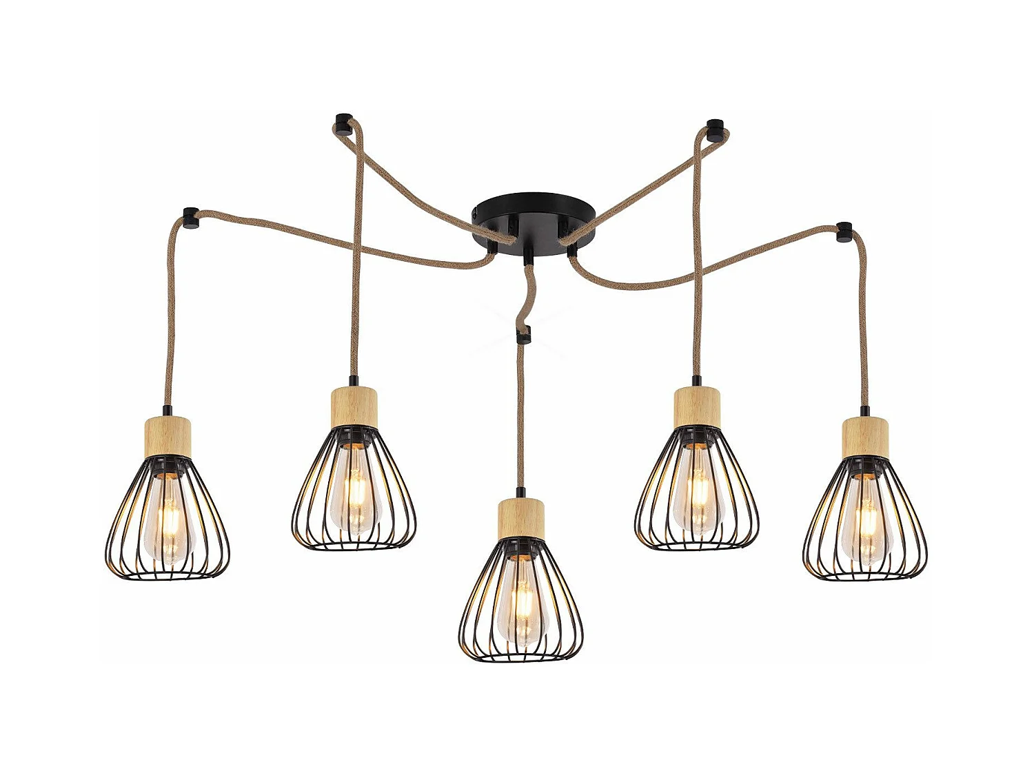 NETTLIFE suspension table à manger lampe suspendue salon vintage noire salle à manger suspension 5 flammes rétro E27