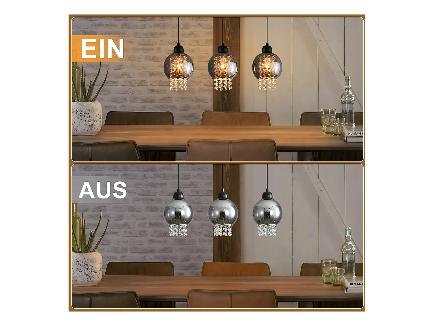 NETTLIFE Lampe Suspendue Pour Table à Manger En Cristal Noir E27 Lampe Suspendue Moderne Pour Salon