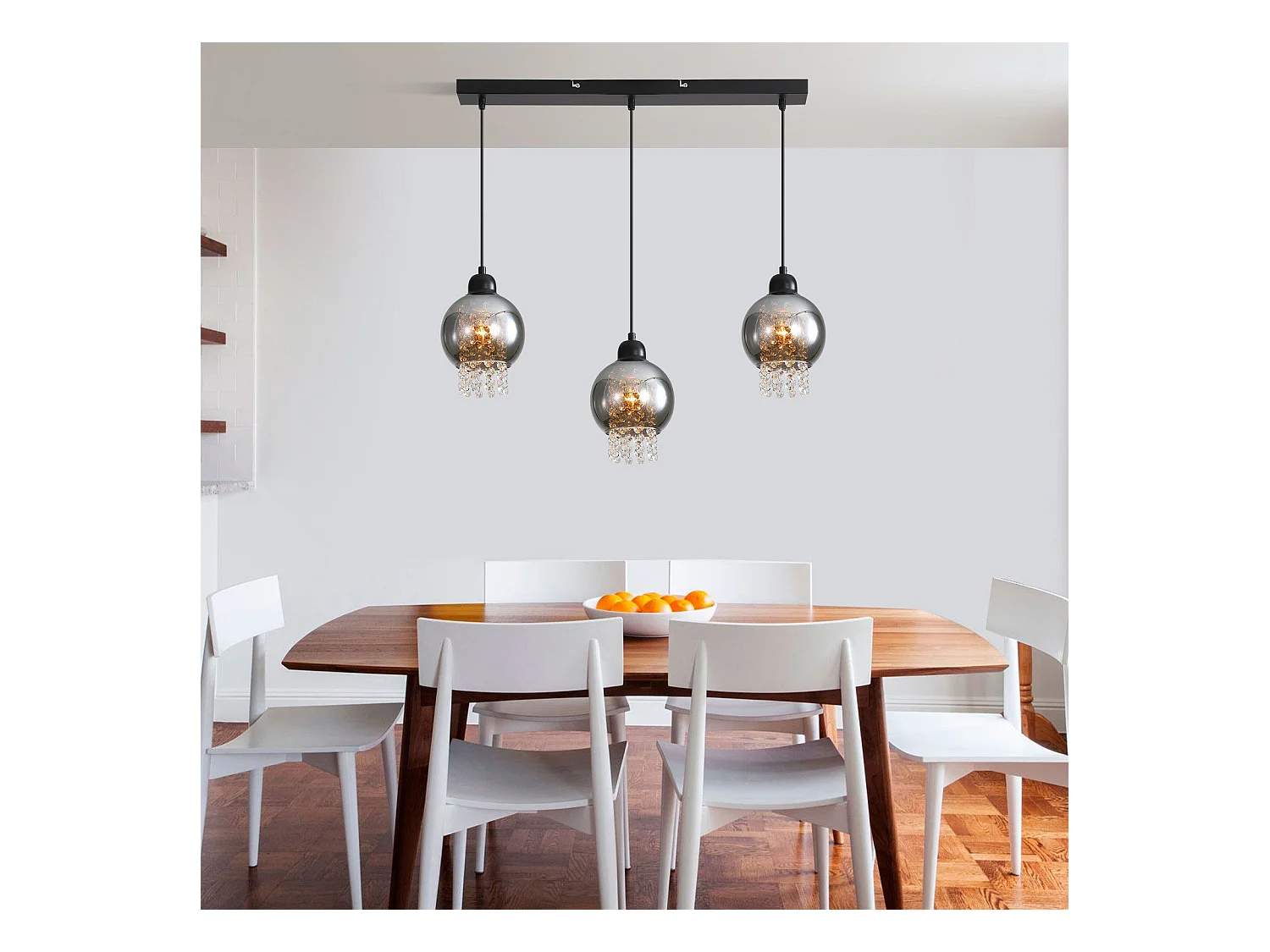 NETTLIFE Lampe Suspendue Pour Table à Manger En Cristal Noir E27 Lampe Suspendue Moderne Pour Salon