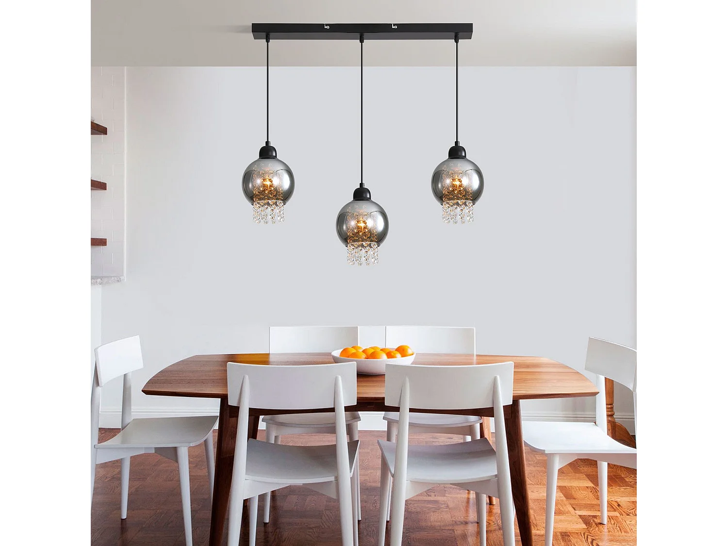 NETTLIFE Pendelleuchte aus schwarzem Kristall für Esstisch, E27, moderne Hängelampe für Wohnzimmer