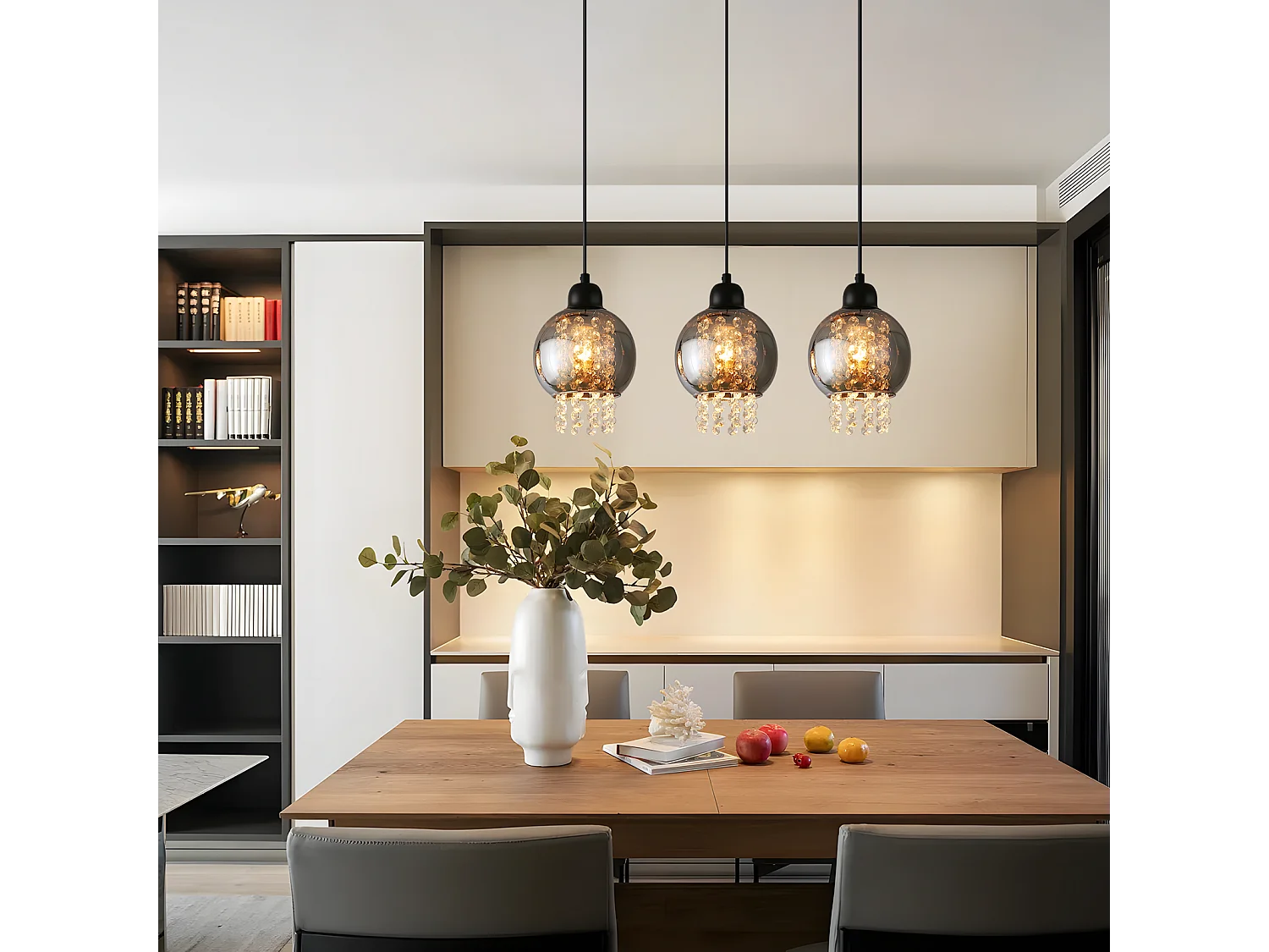 NETTLIFE Lampe Suspendue Pour Table à Manger En Cristal Noir E27 Lampe Suspendue Moderne Pour Salon