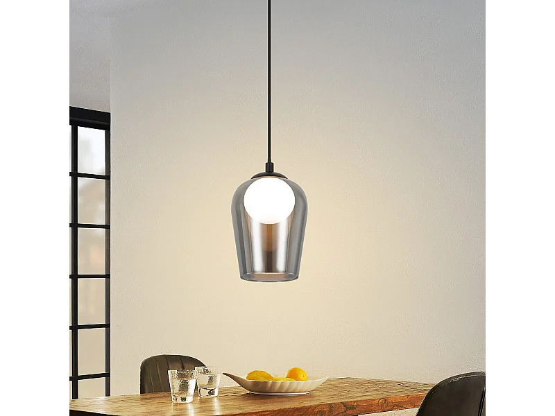 NETTLIFE Pendelleuchte für Esstisch Vintage Glas Pendelleuchte 1 flammig G9 Schwarz höhenverstellbar