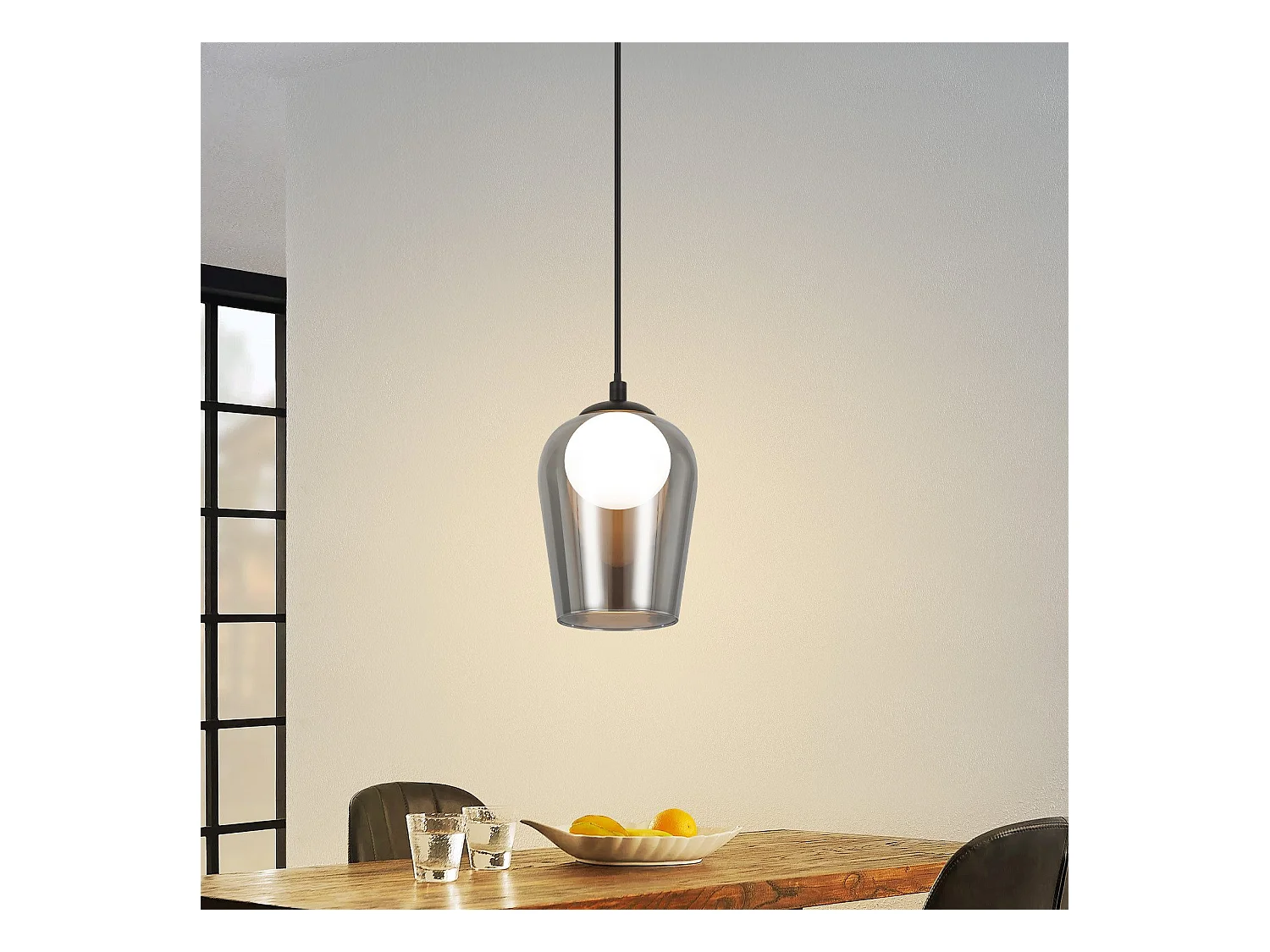 Lampe suspendue NETTLIFE pour table à manger suspension vintage en verre 1 flamme G9 noire réglable en hauteur