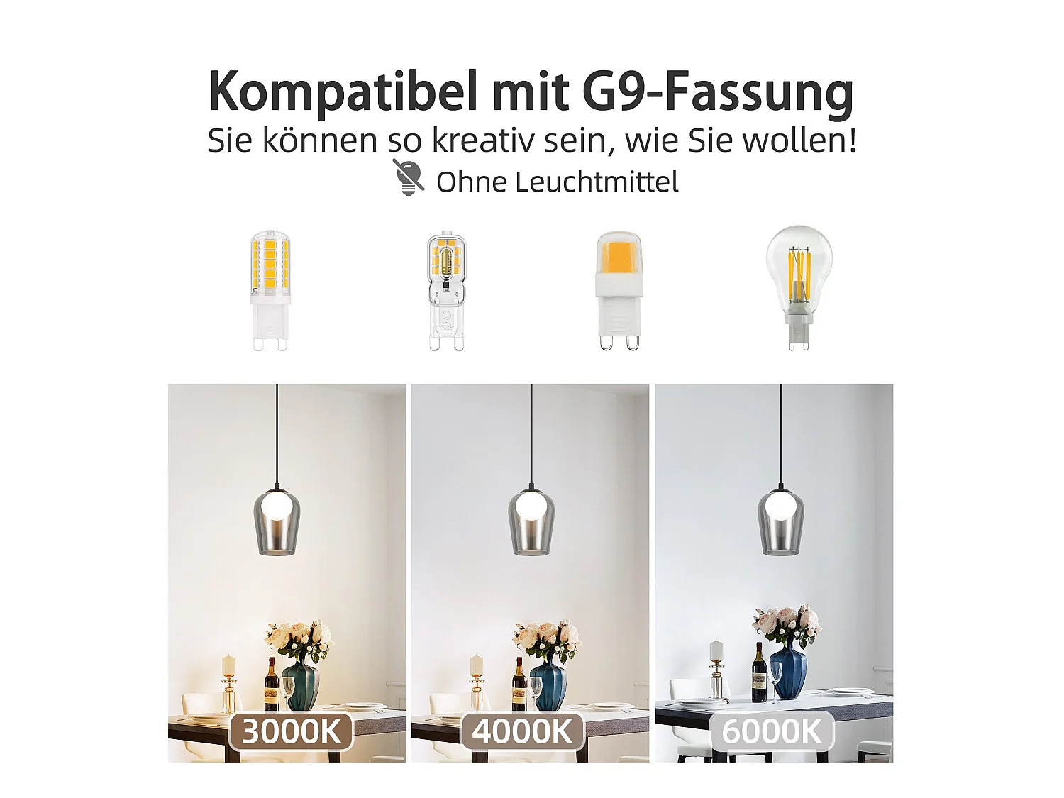 Lampe suspendue NETTLIFE pour table à manger suspension vintage en verre 1 flamme G9 noire réglable en hauteur