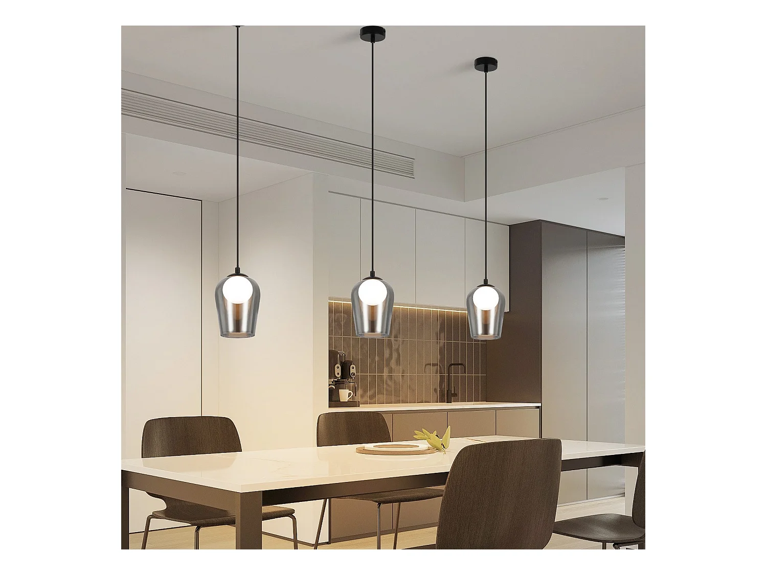 Lampe suspendue NETTLIFE pour table à manger suspension vintage en verre 1 flamme G9 noire réglable en hauteur