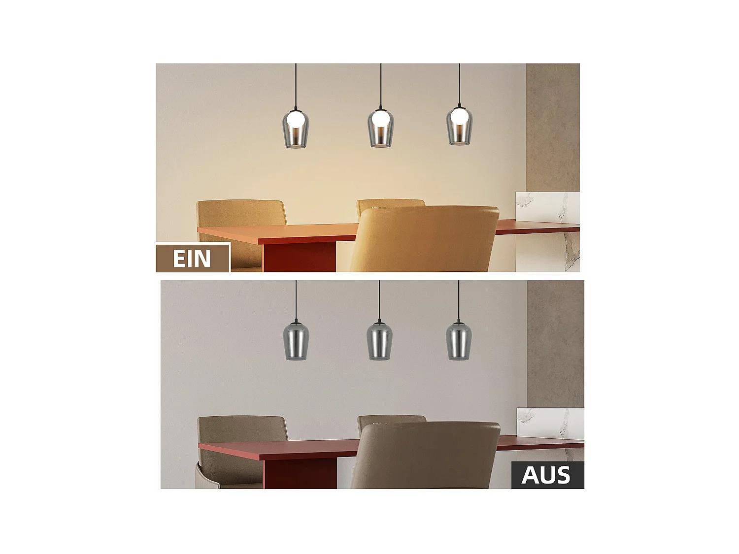 Lampe suspendue NETTLIFE pour table à manger suspension vintage en verre 1 flamme G9 noire réglable en hauteur