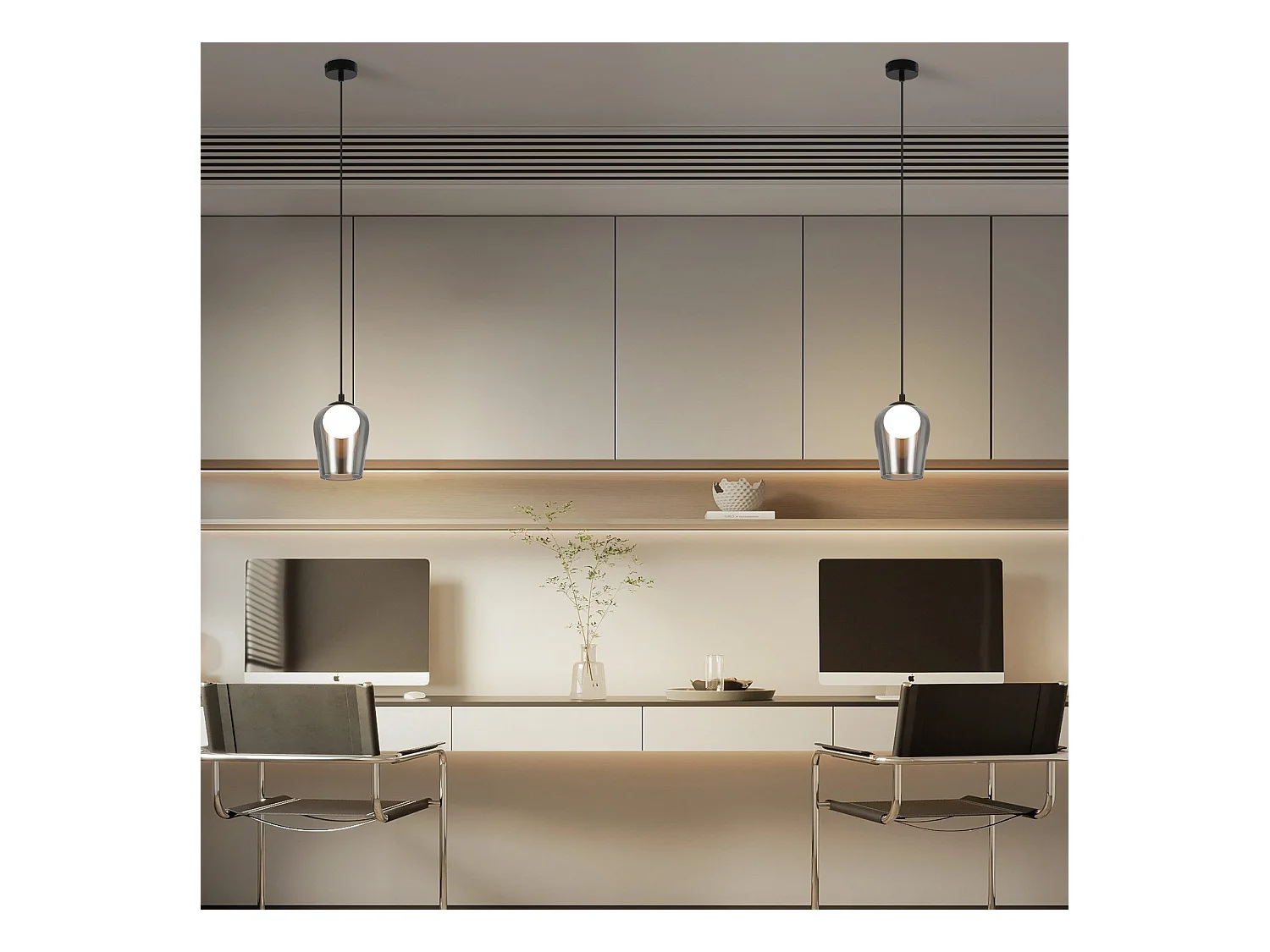 Lampe suspendue NETTLIFE pour table à manger suspension vintage en verre 1 flamme G9 noire réglable en hauteur