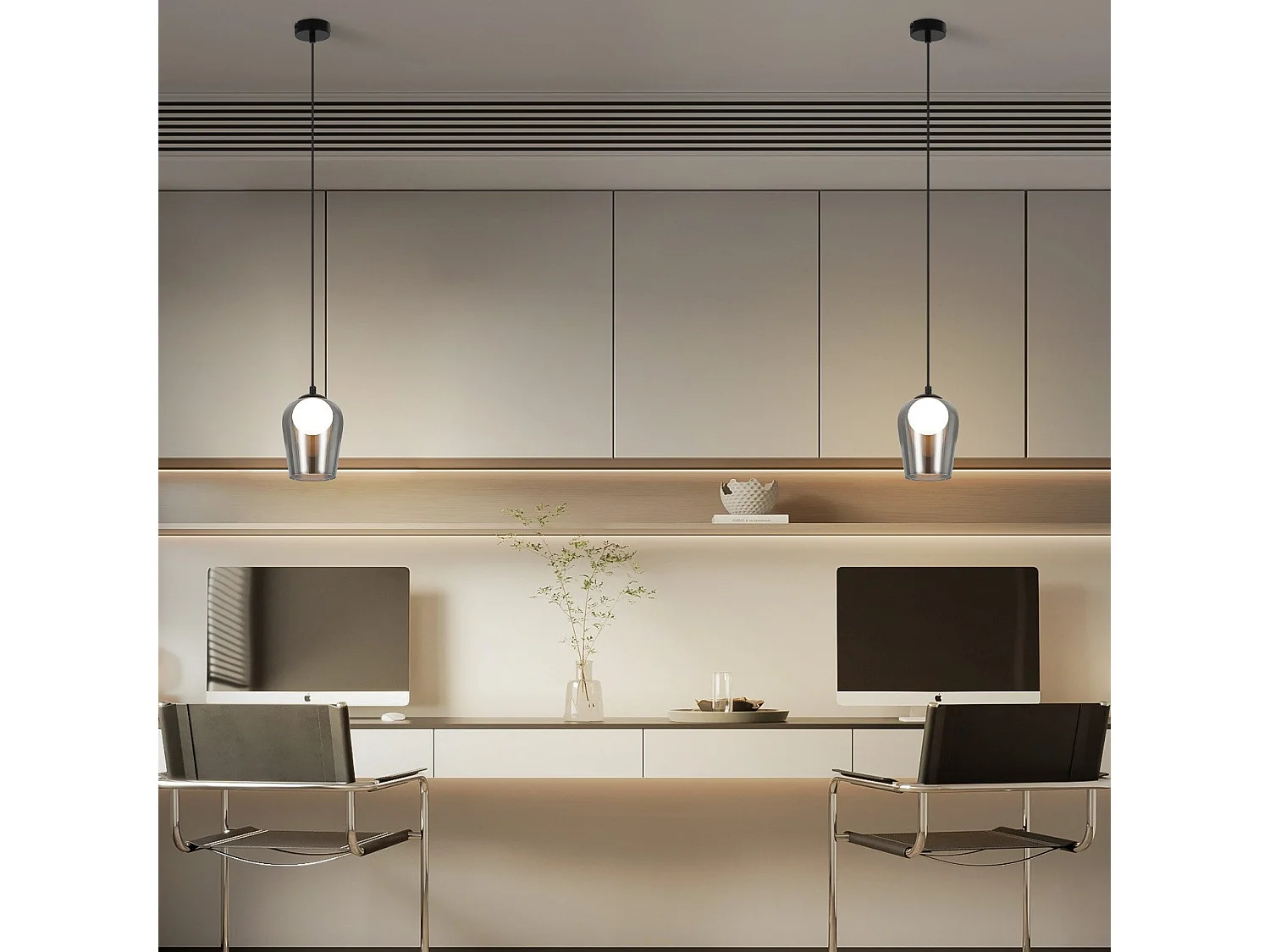 Lampe suspendue NETTLIFE pour table à manger suspension vintage en verre 1 flamme G9 noire réglable en hauteur