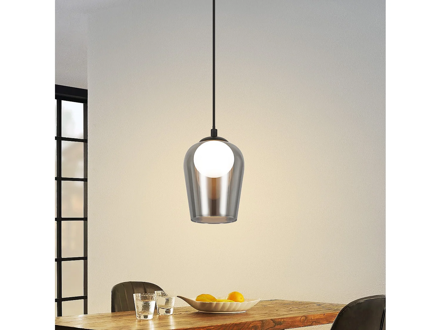 Lampe suspendue NETTLIFE pour table à manger suspension vintage en verre 1 flamme G9 noire réglable en hauteur