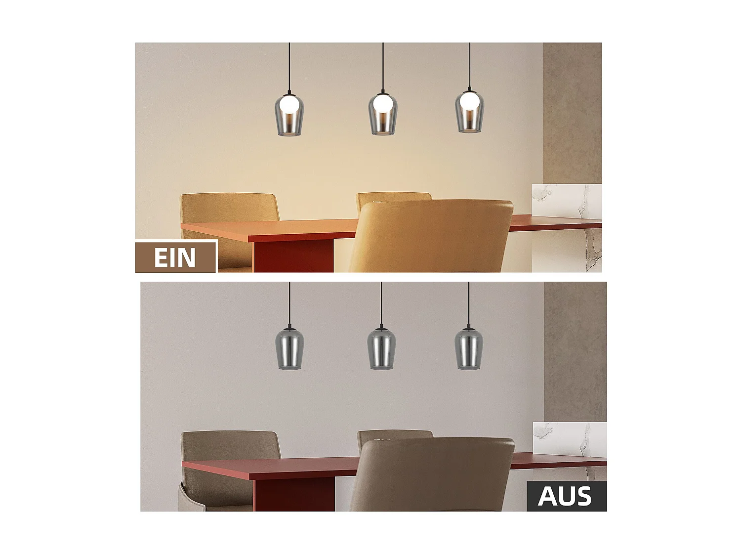 Lampe suspendue NETTLIFE pour table à manger suspension vintage en verre 1 flamme G9 noire réglable en hauteur