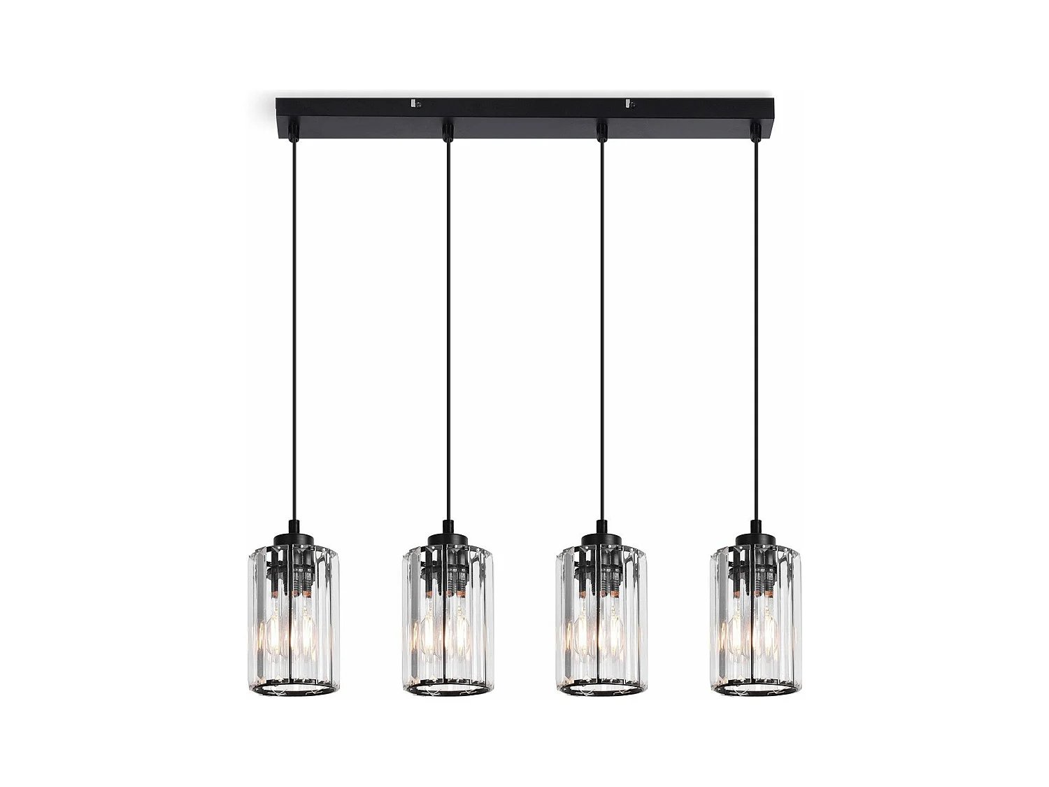 NETTLIFE Lampe à Suspension Pour Table à Manger En Cristal Noir Moderne 4 Flammes E27