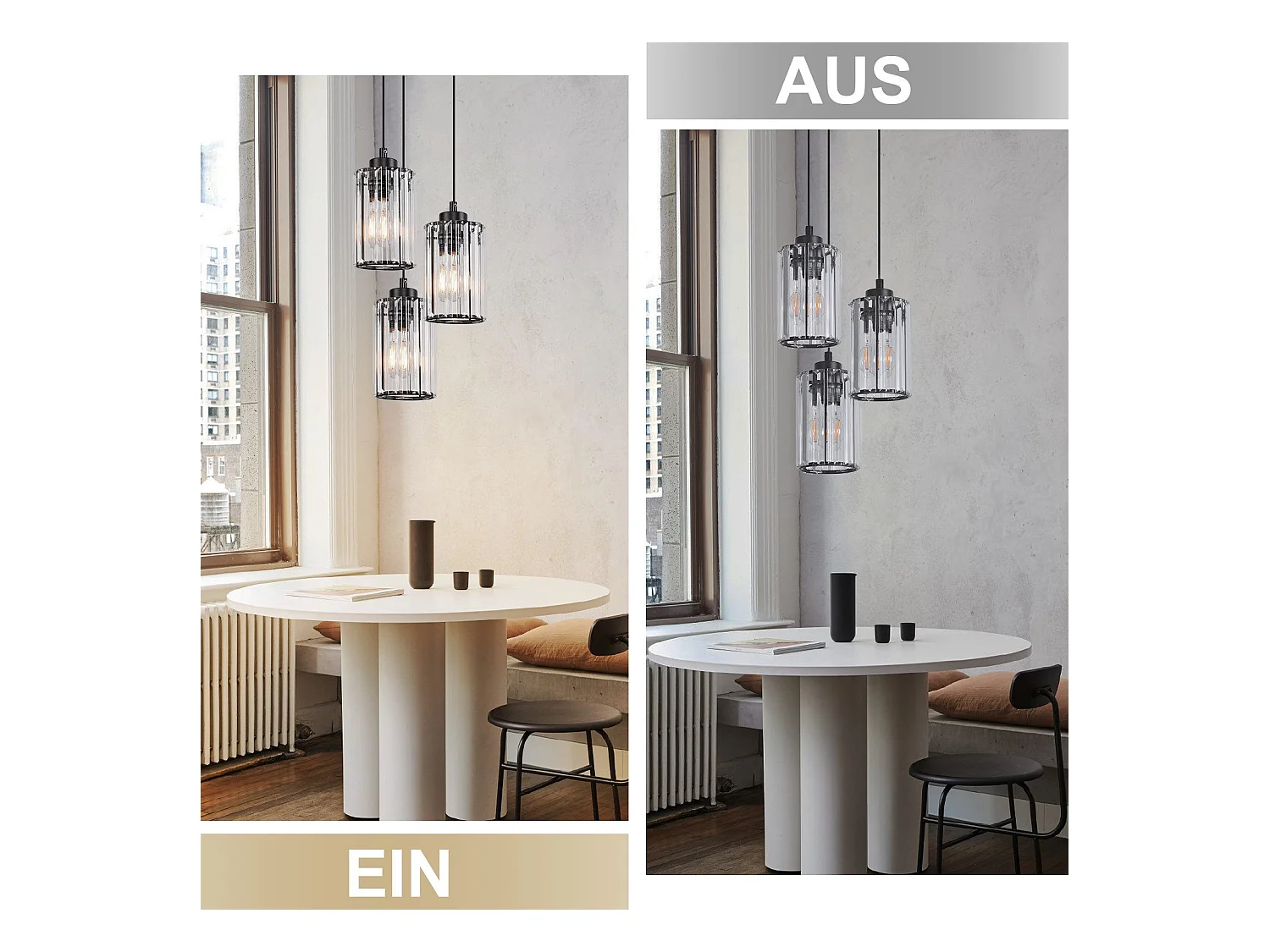 NETTLIFE Lampe à Suspension Pour Table à Manger En Cristal Noir Moderne 1 Flamme E27