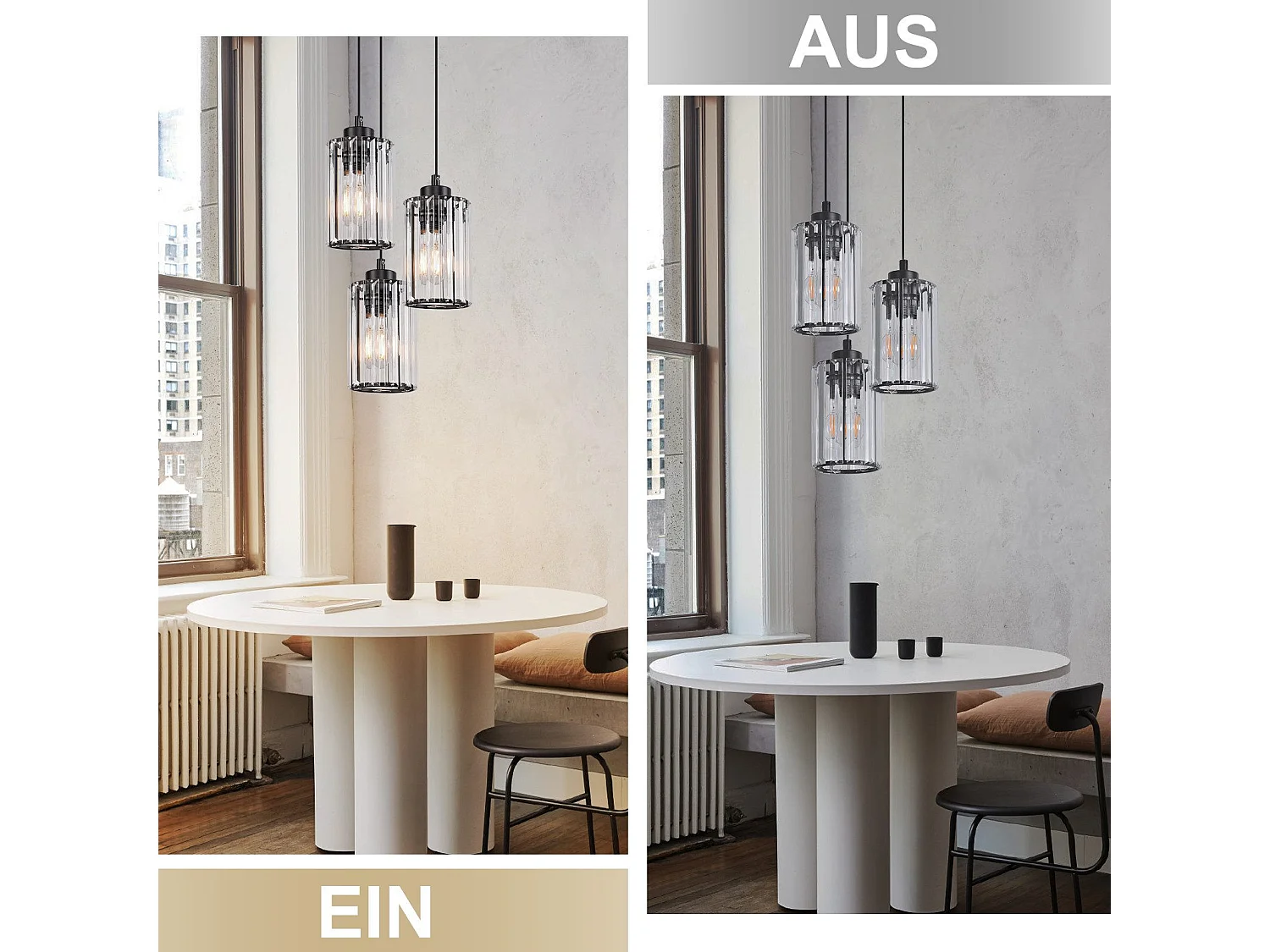 NETTLIFE Lampe à Suspension Pour Table à Manger En Cristal Noir Moderne 1 Flamme E27