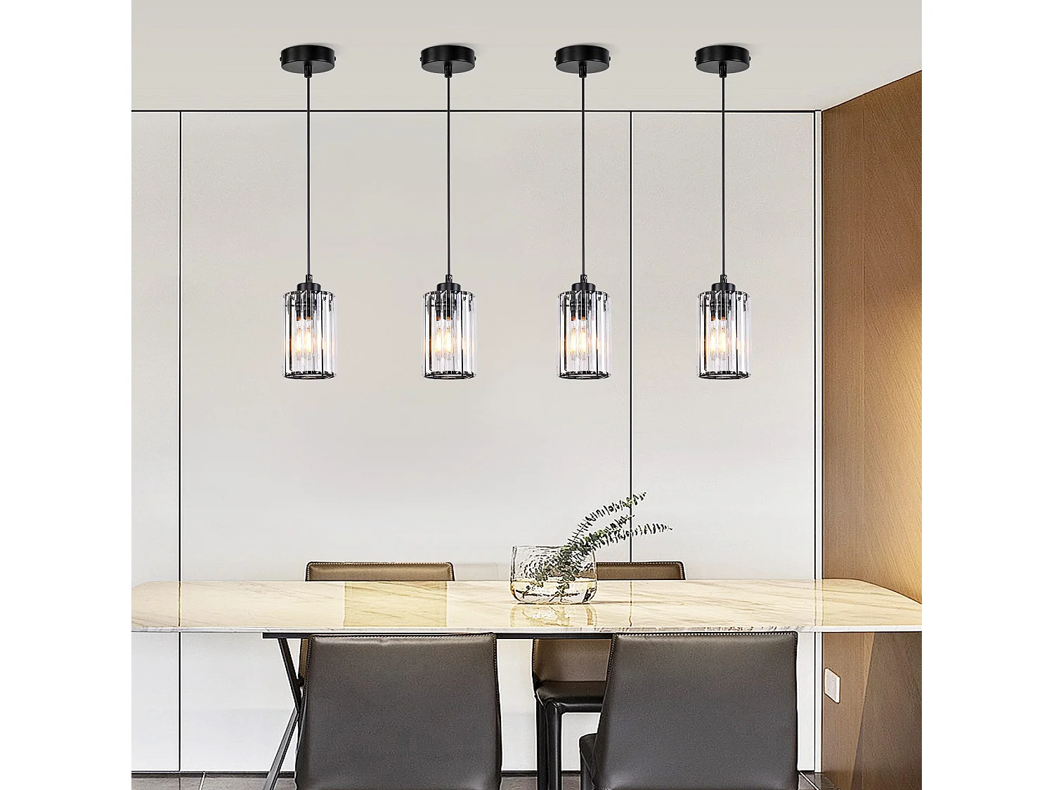 NETTLIFE Lampe à Suspension Pour Table à Manger En Cristal Noir Moderne 1 Flamme E27