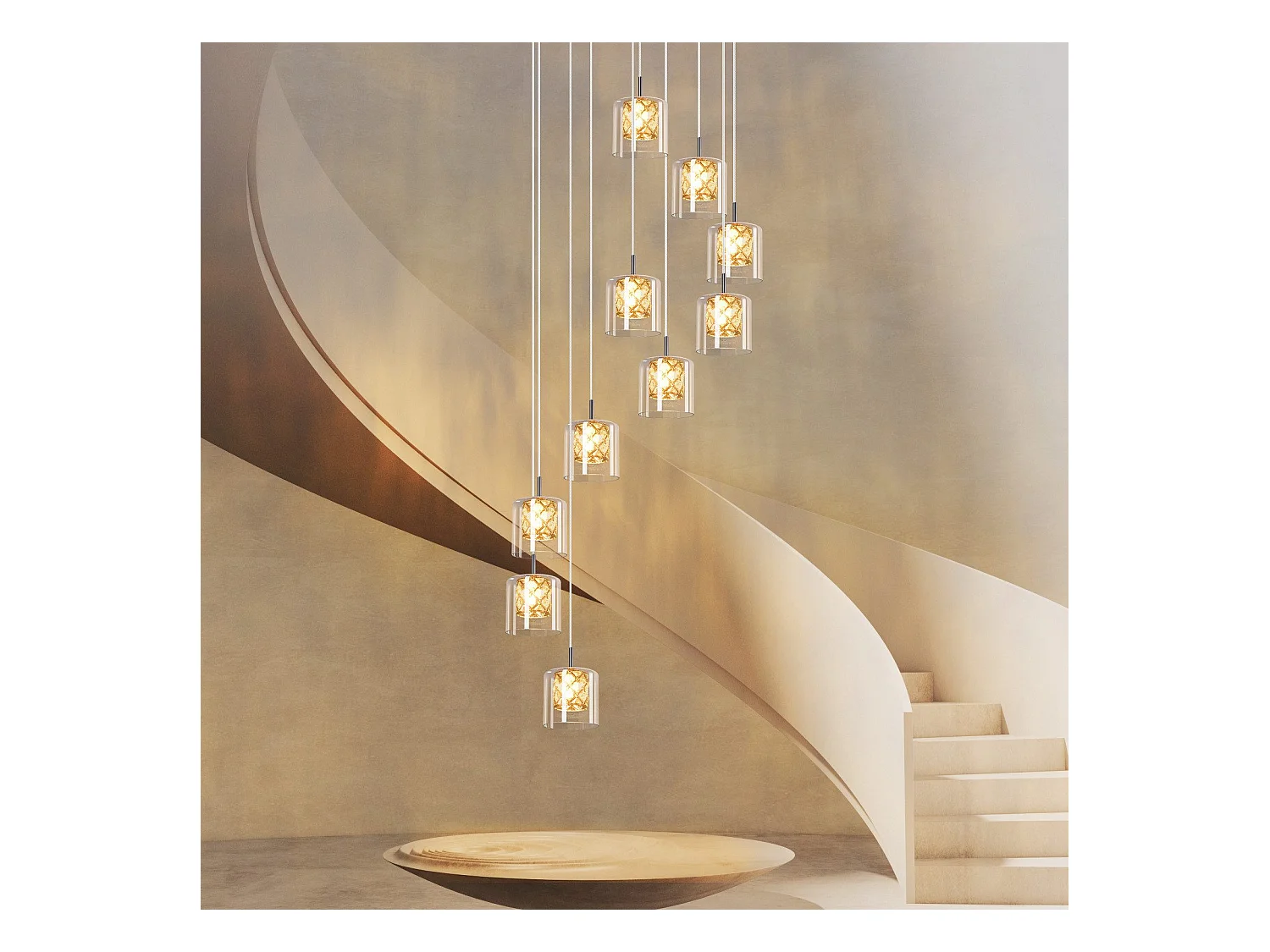 NETTLIFE Nowoczesna kryształowa lampa wisząca G9 do jadalni ze szkła z regulacją wysokości