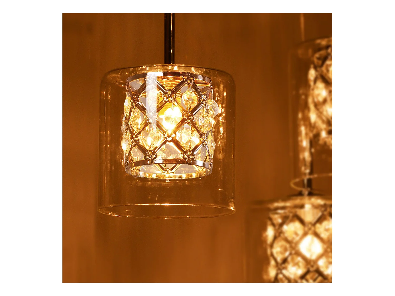 NETTLIFE Lámpara colgante moderna de cristal G9 para comedor, altura ajustable