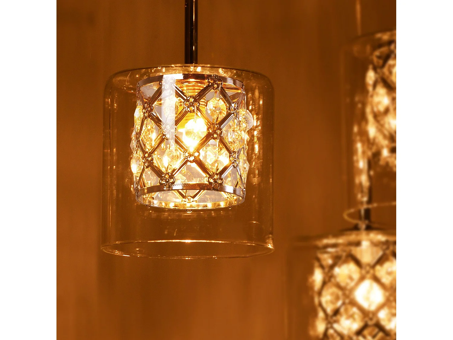 NETTLIFE Lampe Suspendue Pour Salle à Manger En Verre G9 Cristal Moderne à Hauteur Réglable