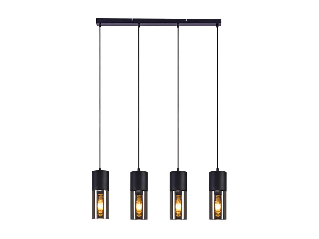 NETTLIFE Suspension pour table à manger, lampe suspendue E27, 4 flammes, LED réglable, abat-jour moderne en verre