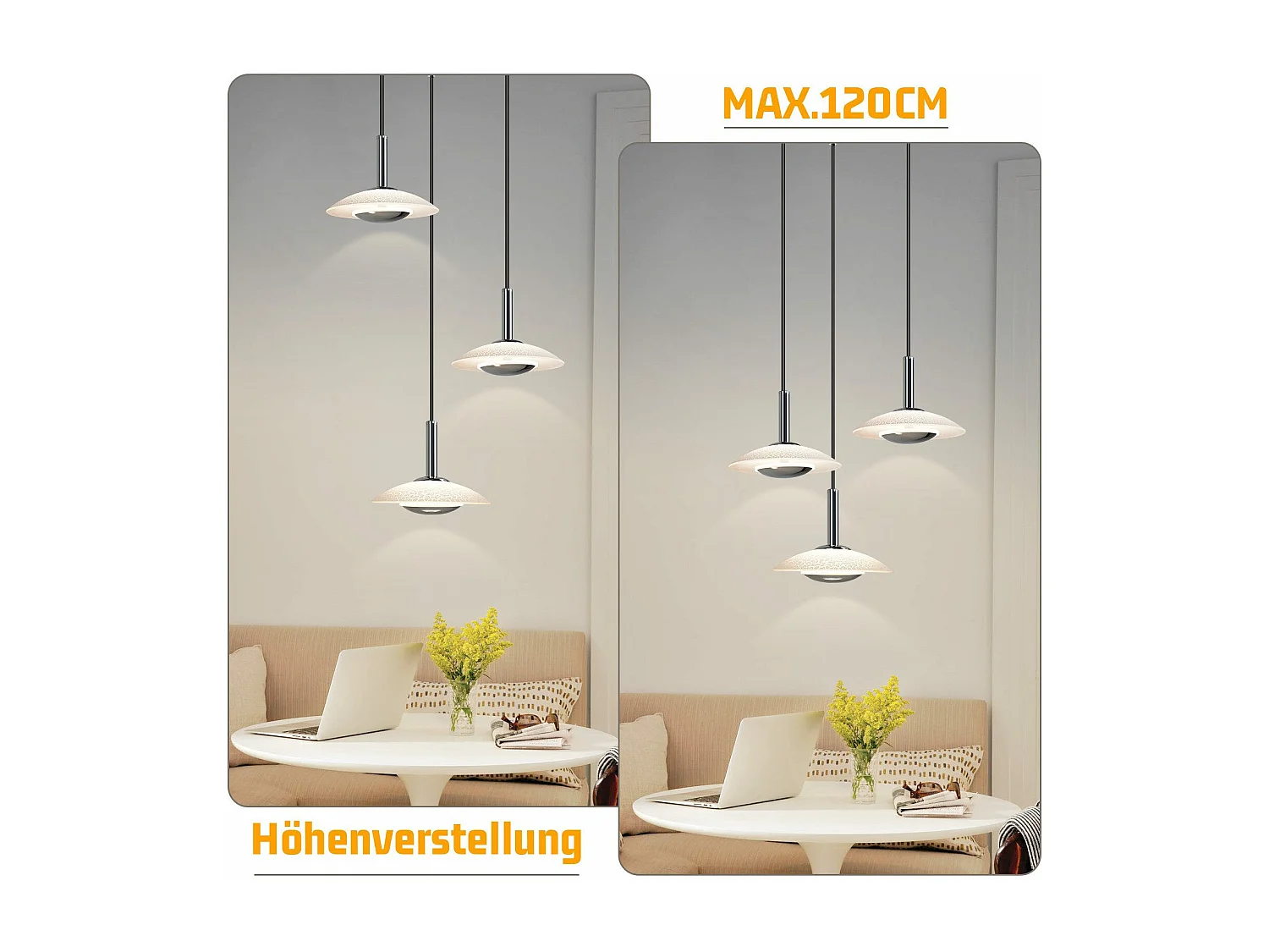 NETTLIFE LED Pendelleuchte Esstisch Hängelampe Modernes Design Esszimmer Hängelampe 3000K Warmweiß 3 Flammen
