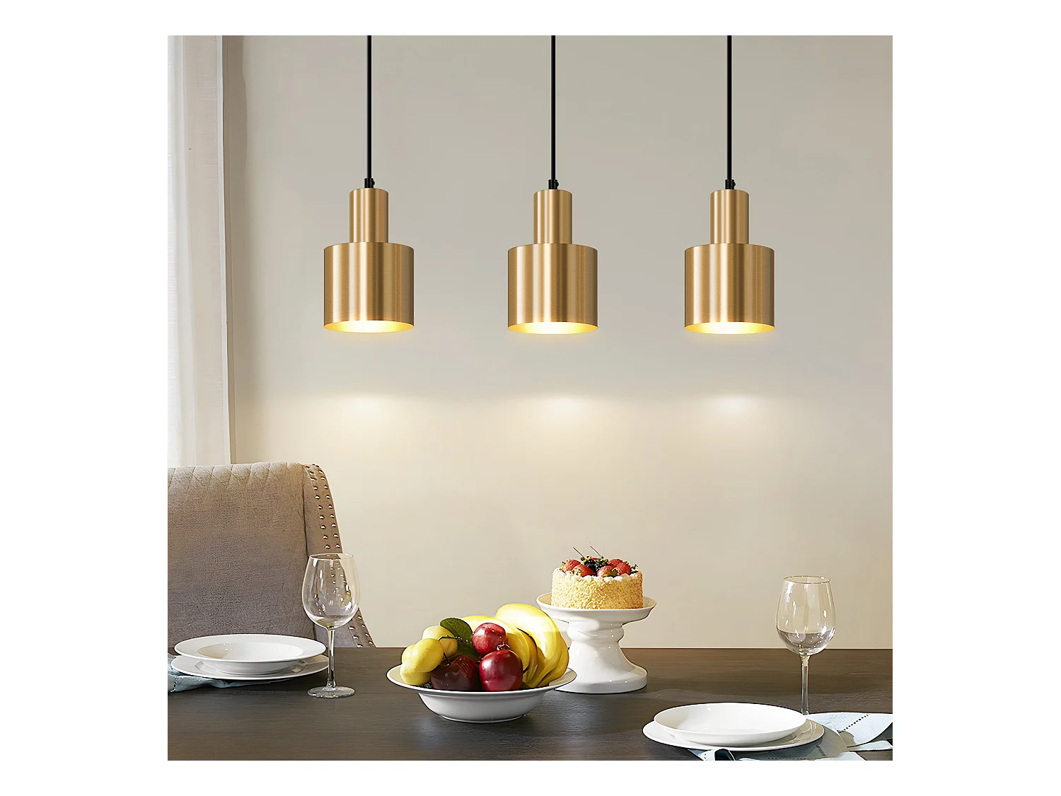 NETTLIFE suspension table à manger lampe suspendue vintage salle à manger 3 flammes à manger or design moderne métal E27